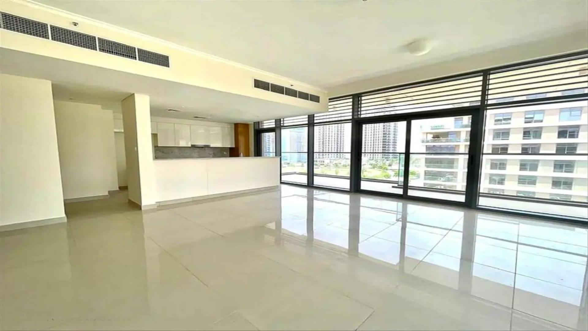Dubai Hills Estate apartment exterior with pool, Park Heights community, available for rent