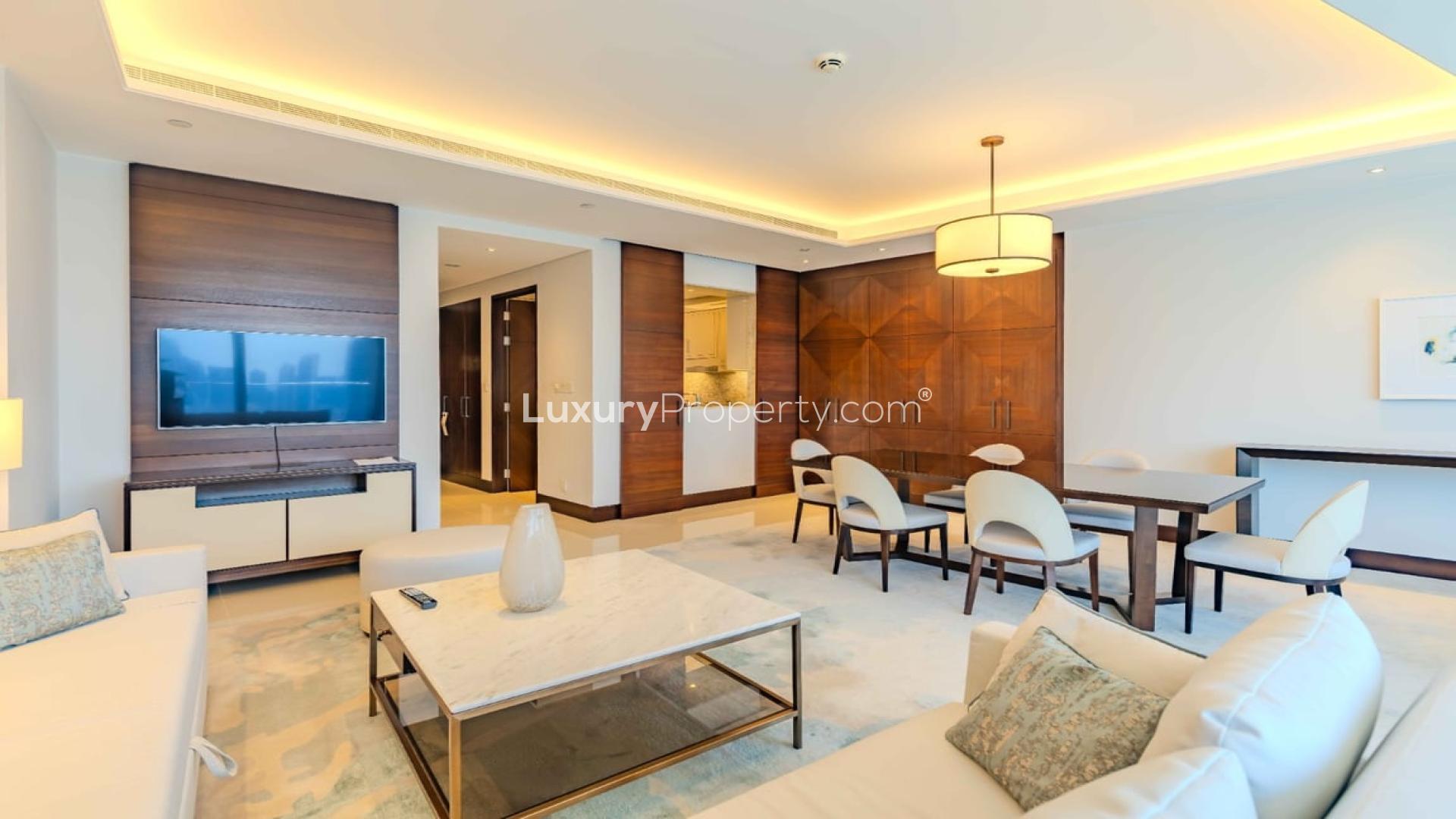 Luxurious living room in 2-bedroom apartment, The Address Sky View, Downtown Dubai