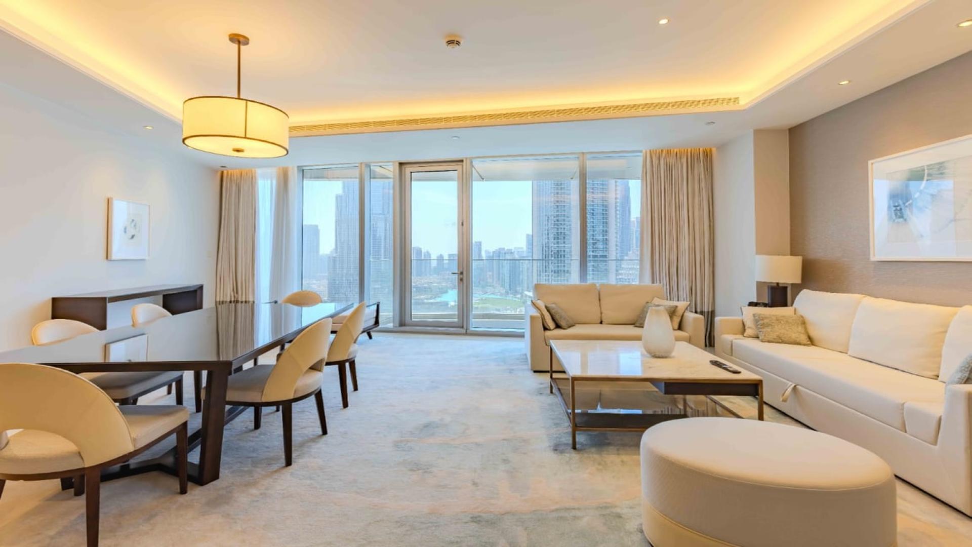 Downtown Dubai skyline view from The Address Sky View apartment, featuring Burj Khalifa