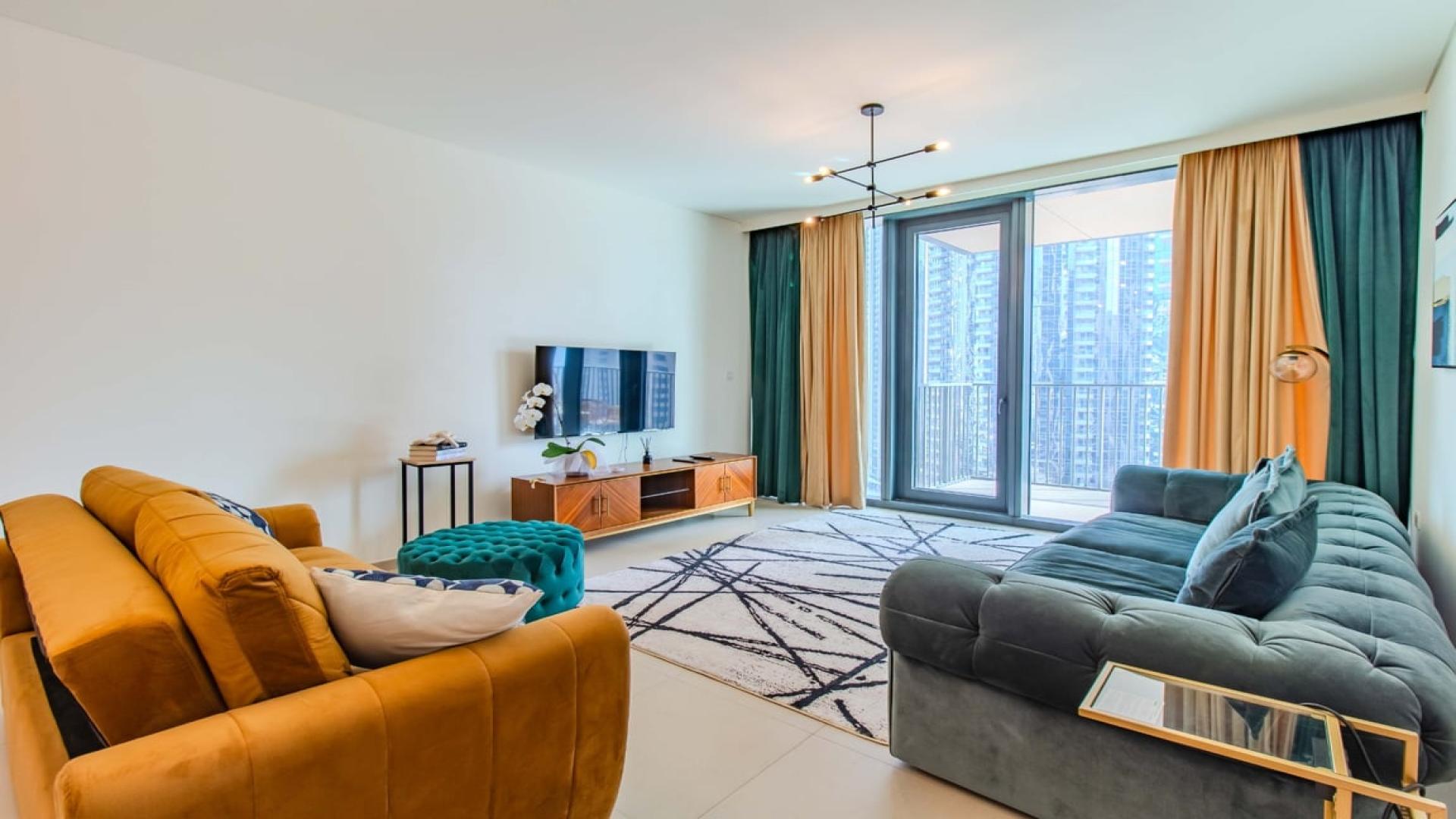 Balcony view from 2-bedroom apartment in BLVD Heights, Downtown Dubai, showcasing city skyline