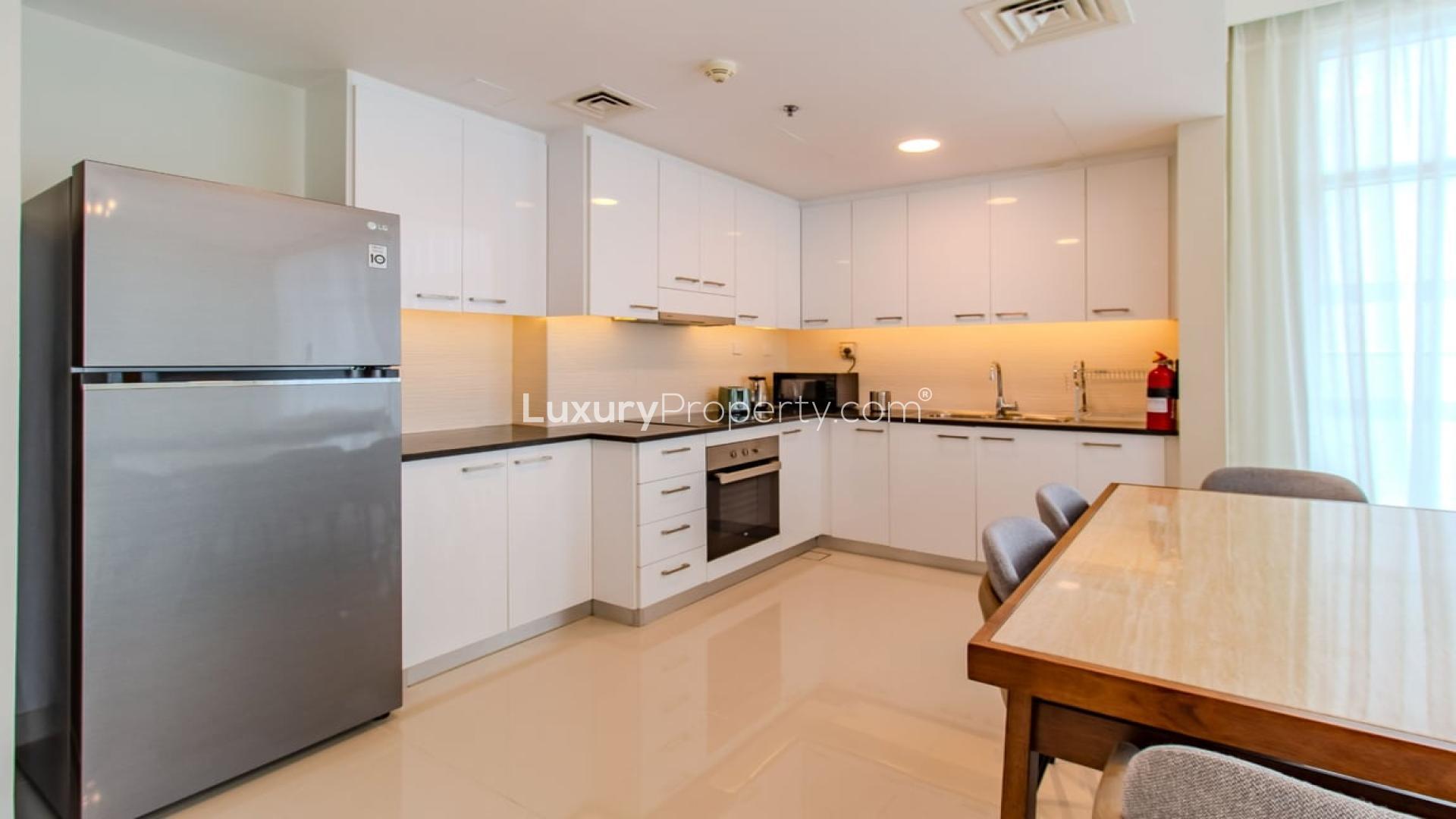 Elegant living room in 2-bedroom apartment, Vita Building, Al Sufouh 1, Jumeirah