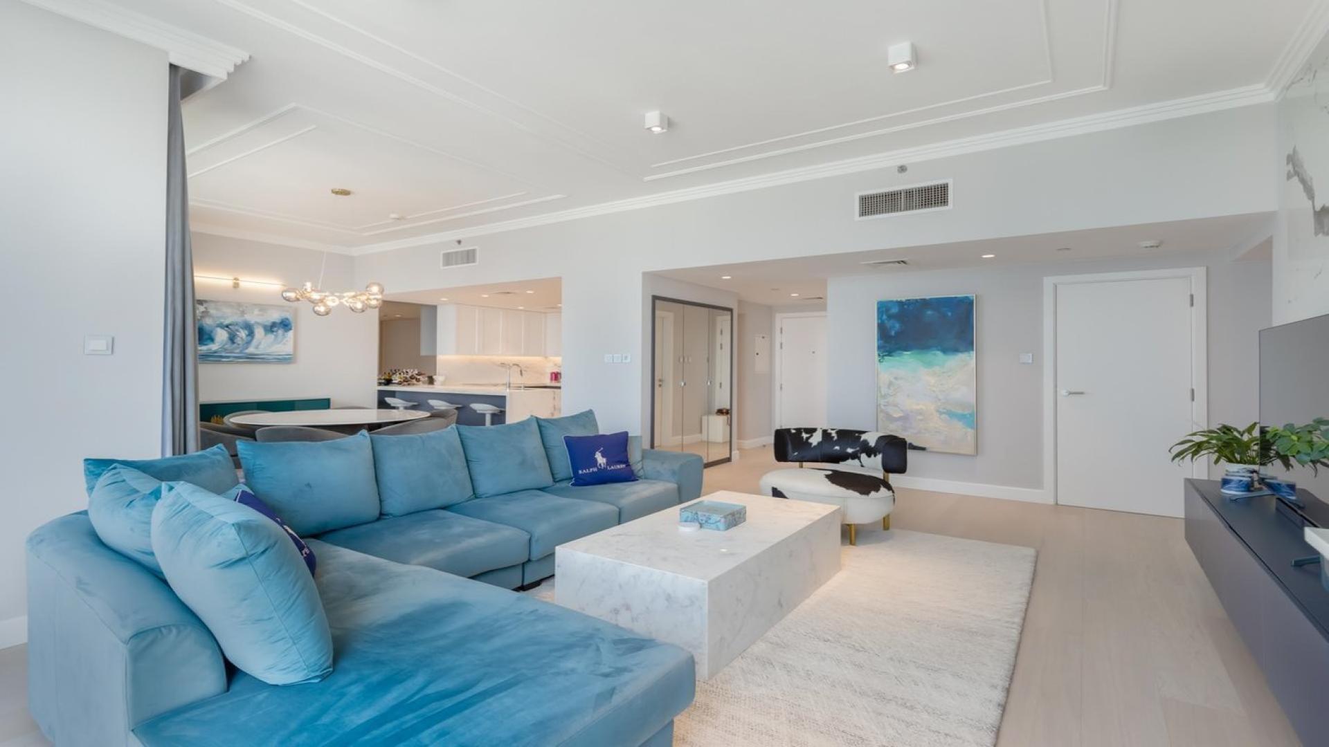 Luxurious living room in fully furnished 2-bedroom apartment, Al Bateen Residences, JBR