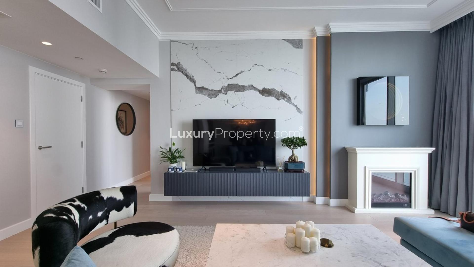 Balcony view from furnished apartment in Al Bateen Residences, JBR, overlooking the sea