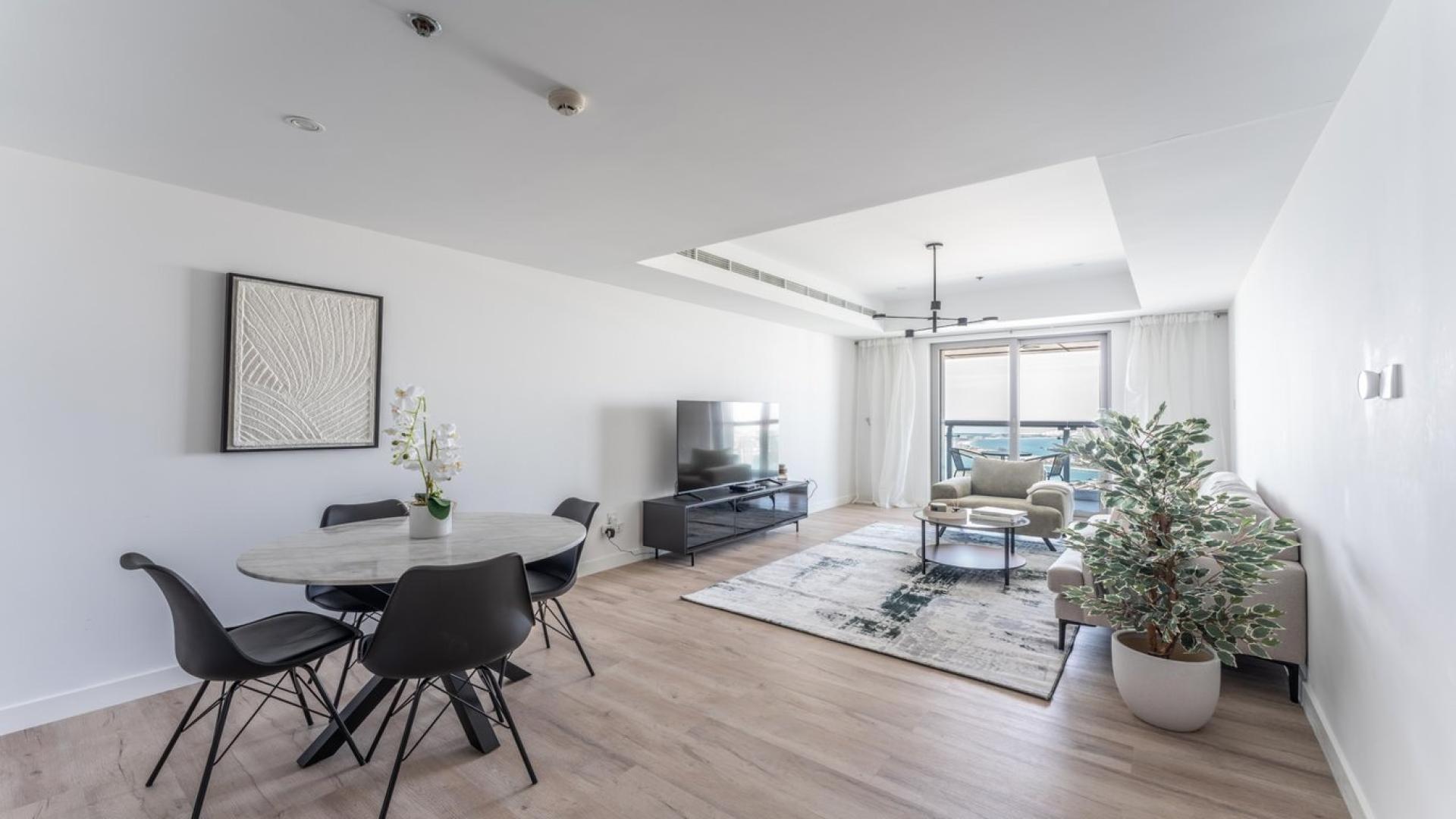 Spacious living room in 2-bedroom apartment, Princess Tower, Dubai Marina, modern decor