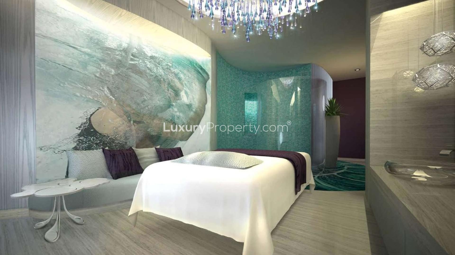 Cozy one-bedroom apartment interior, modern design, Paramount Tower, Business Bay, for sale