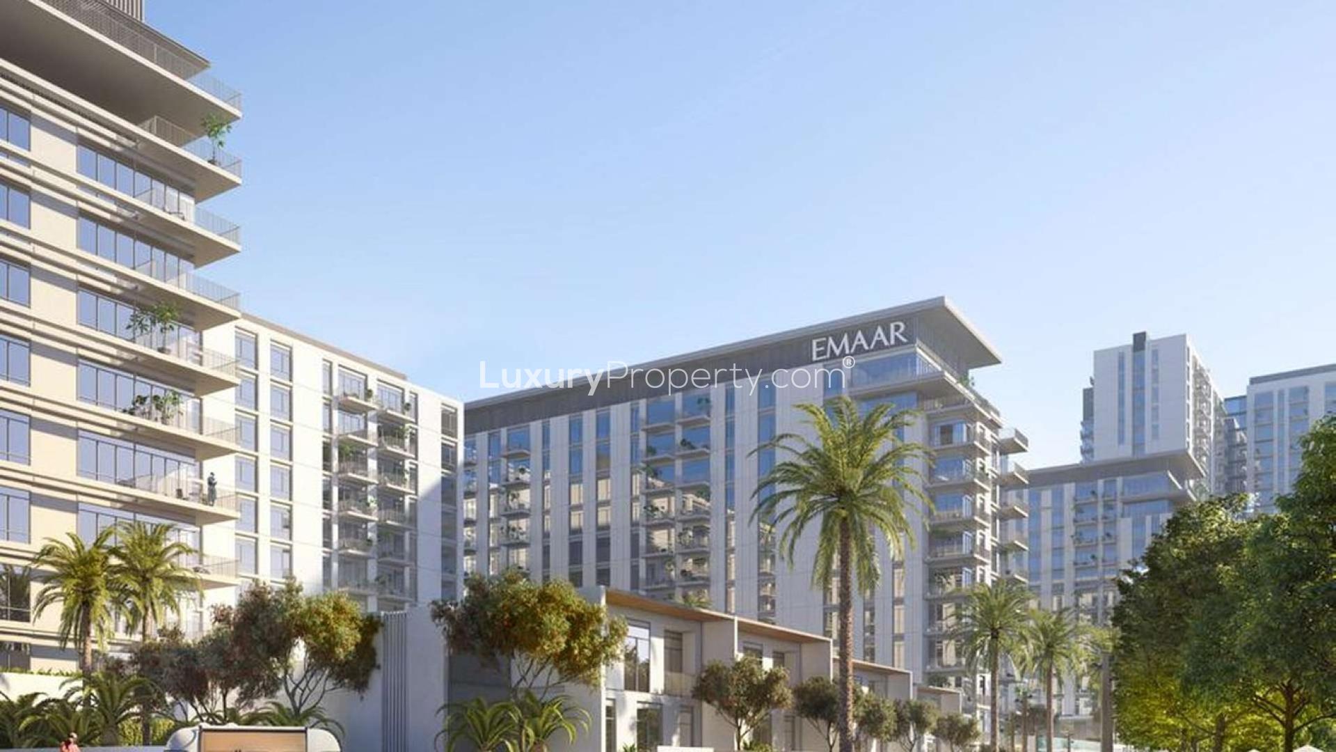 Bright bedroom with balcony view in Dubai Hills Estate apartment, Executive Residences