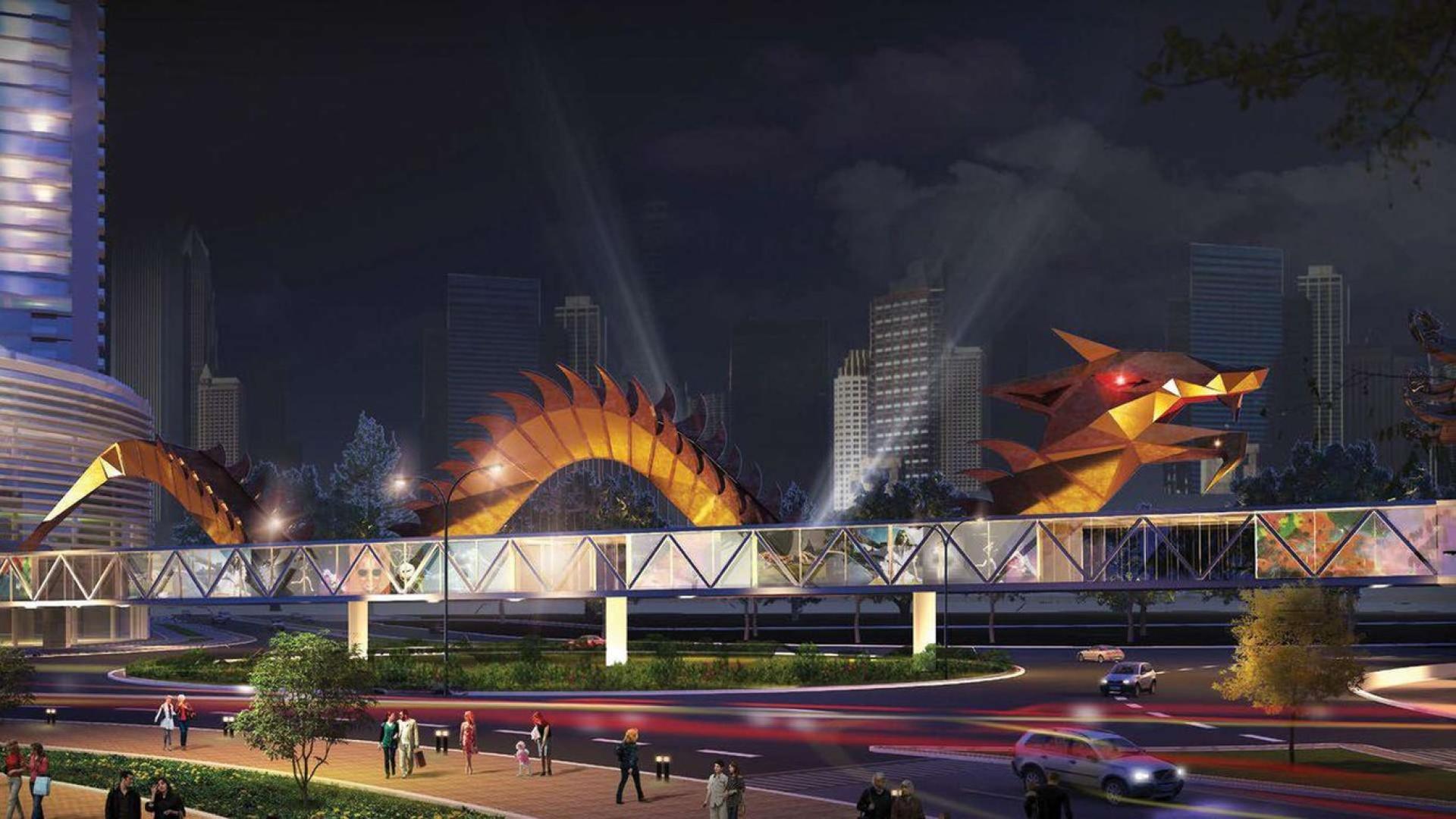 Chic living room and dining area in Dragon Towers apartment, Dragon City