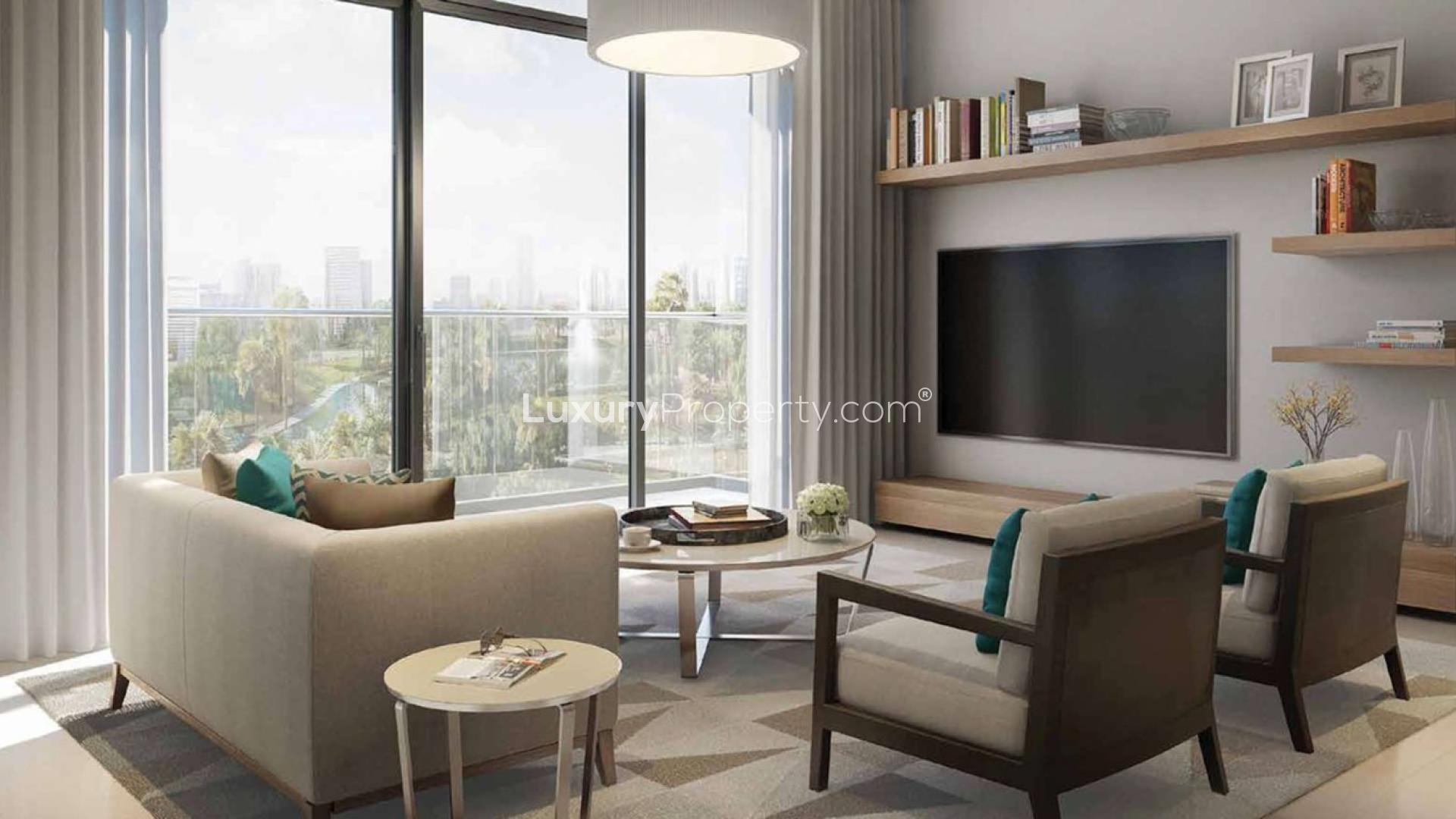 Modern dining area in Acacia B apartment, Dubai Hills Estate, with stylish decor and furnishings