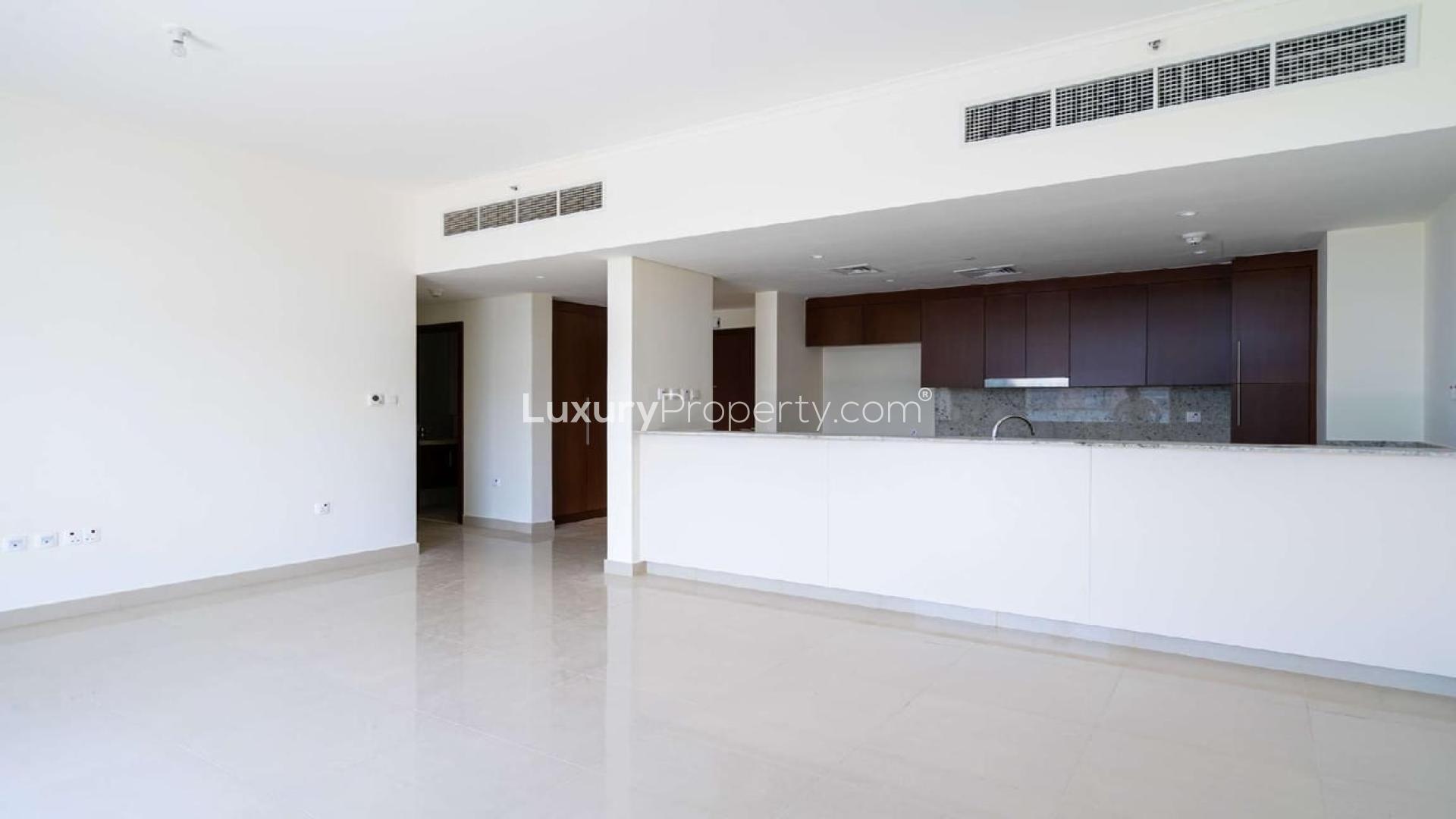 Low-floor apartment interior with tiled floors in Park Heights, Dubai Hills Estate