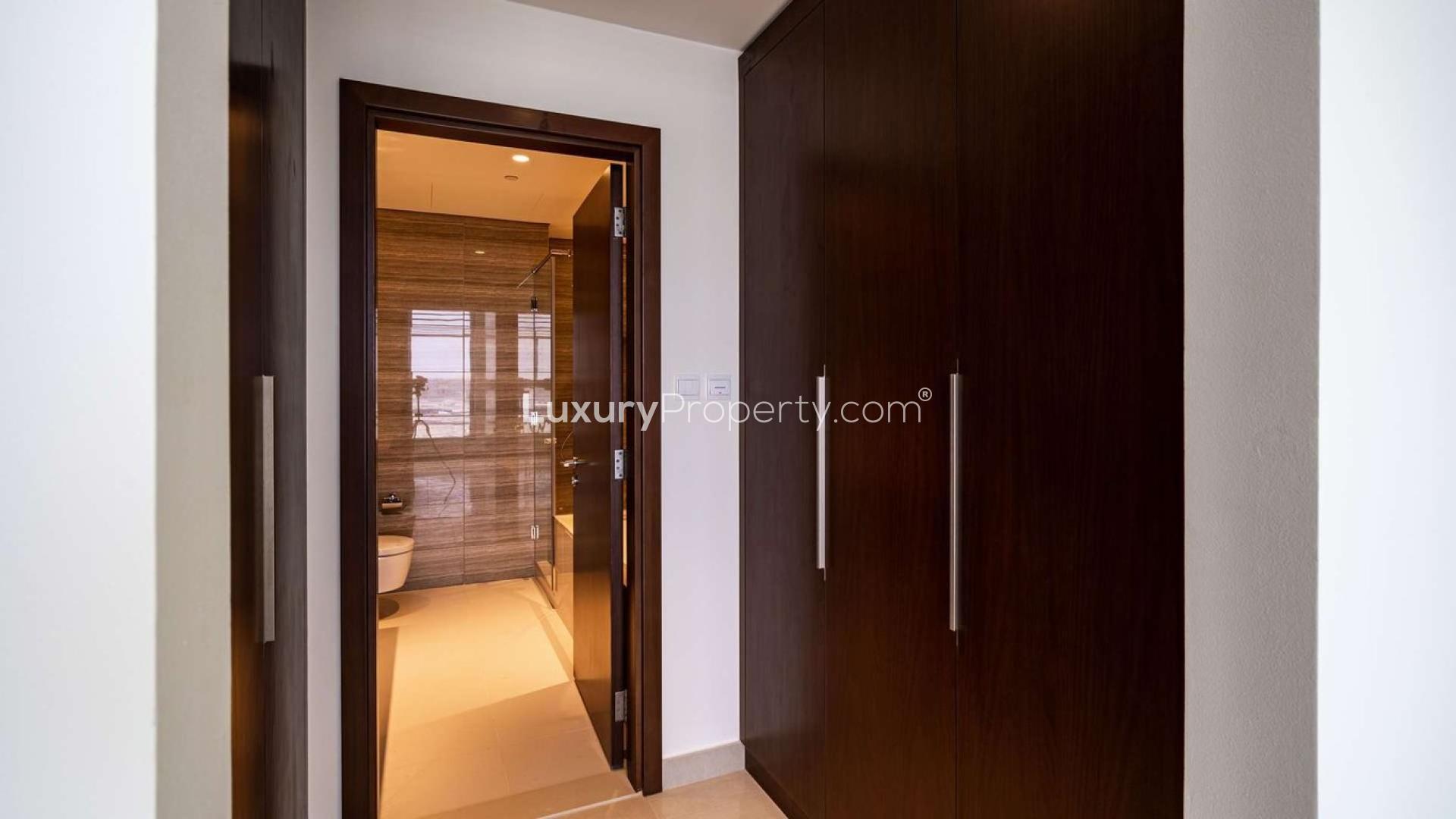 Outdoor pool area at Mulberry, Park Heights, Dubai Hills Estate apartment for rent