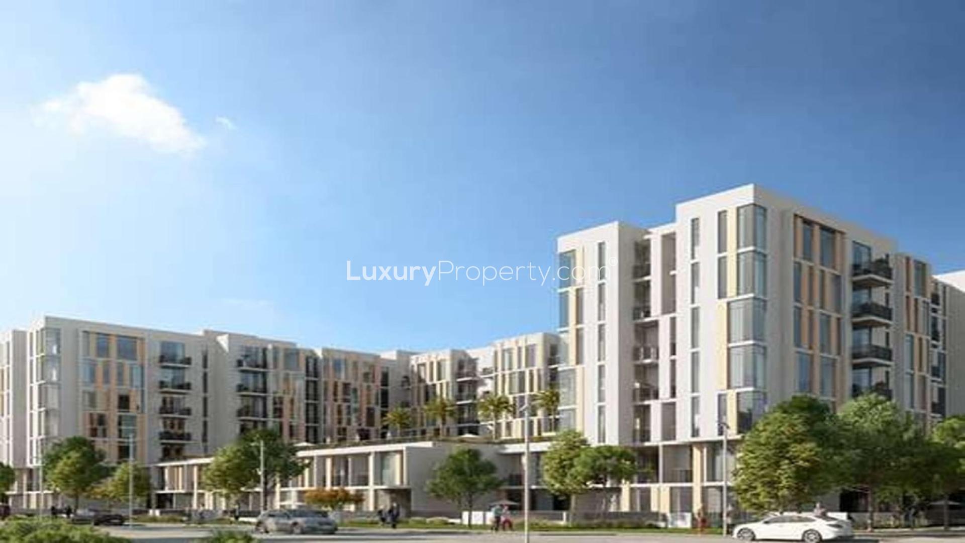 Elegant dining and living area in two-bedroom Mudon Views apartment for sale