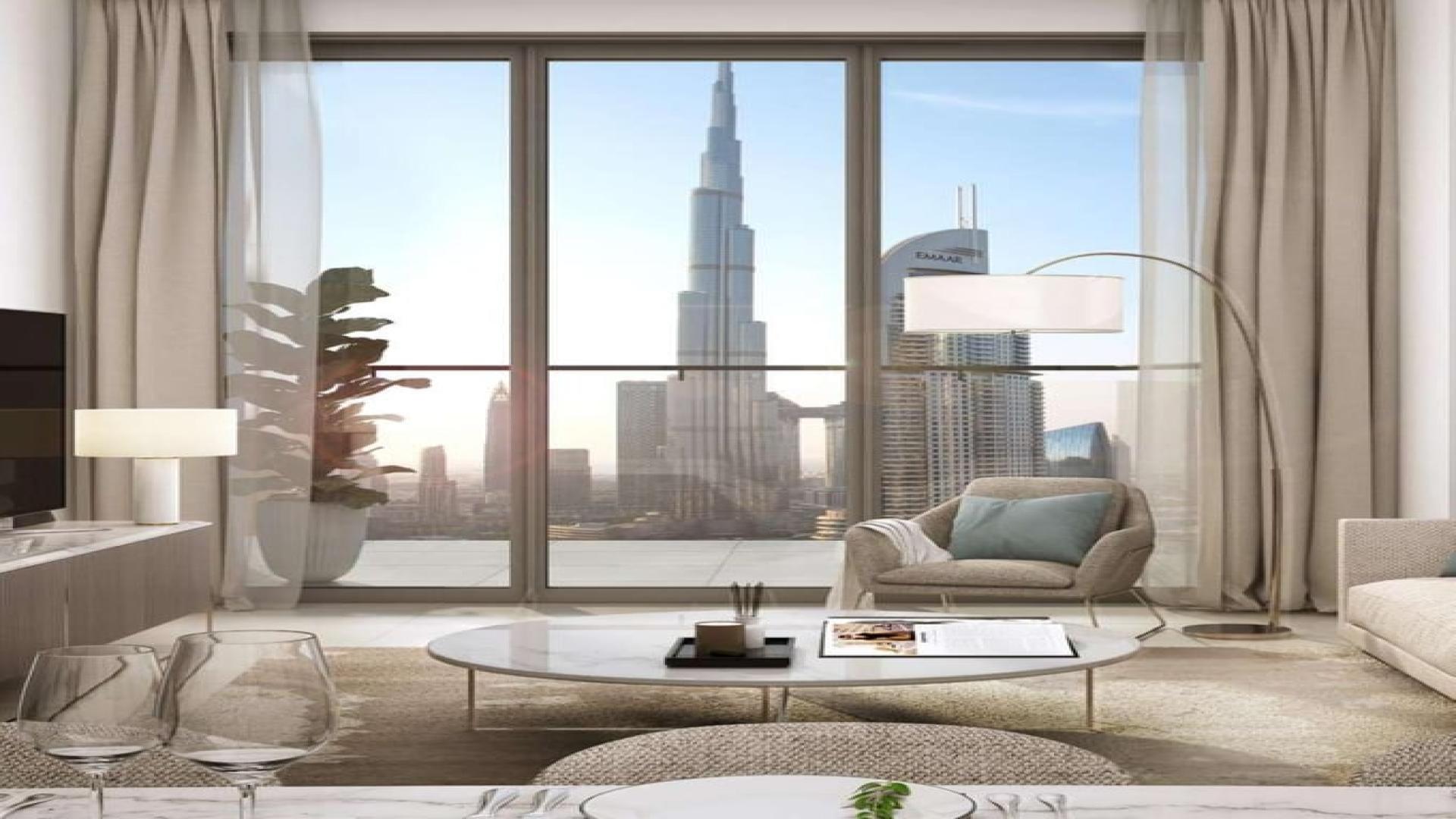 One-bedroom apartment in Burj Royale, Downtown Dubai with Burj Khalifa view from the bedroom