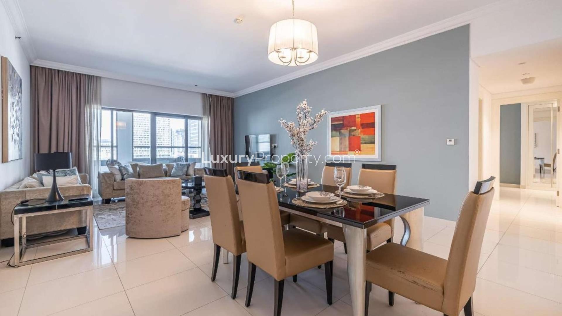 Furnished living room in two-bedroom apartment for sale, Capital Bay, Business Bay