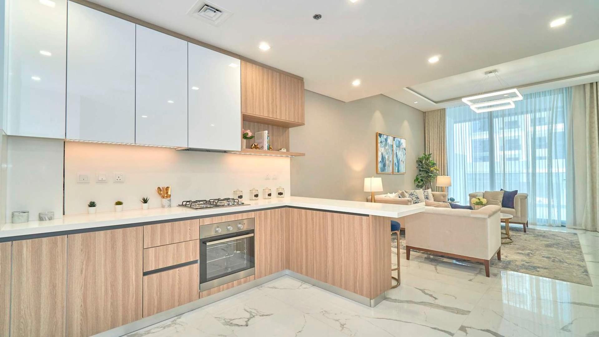 Elegant living room in two-bedroom apartment, Pinnacle Tower, Dubai Hills Estate