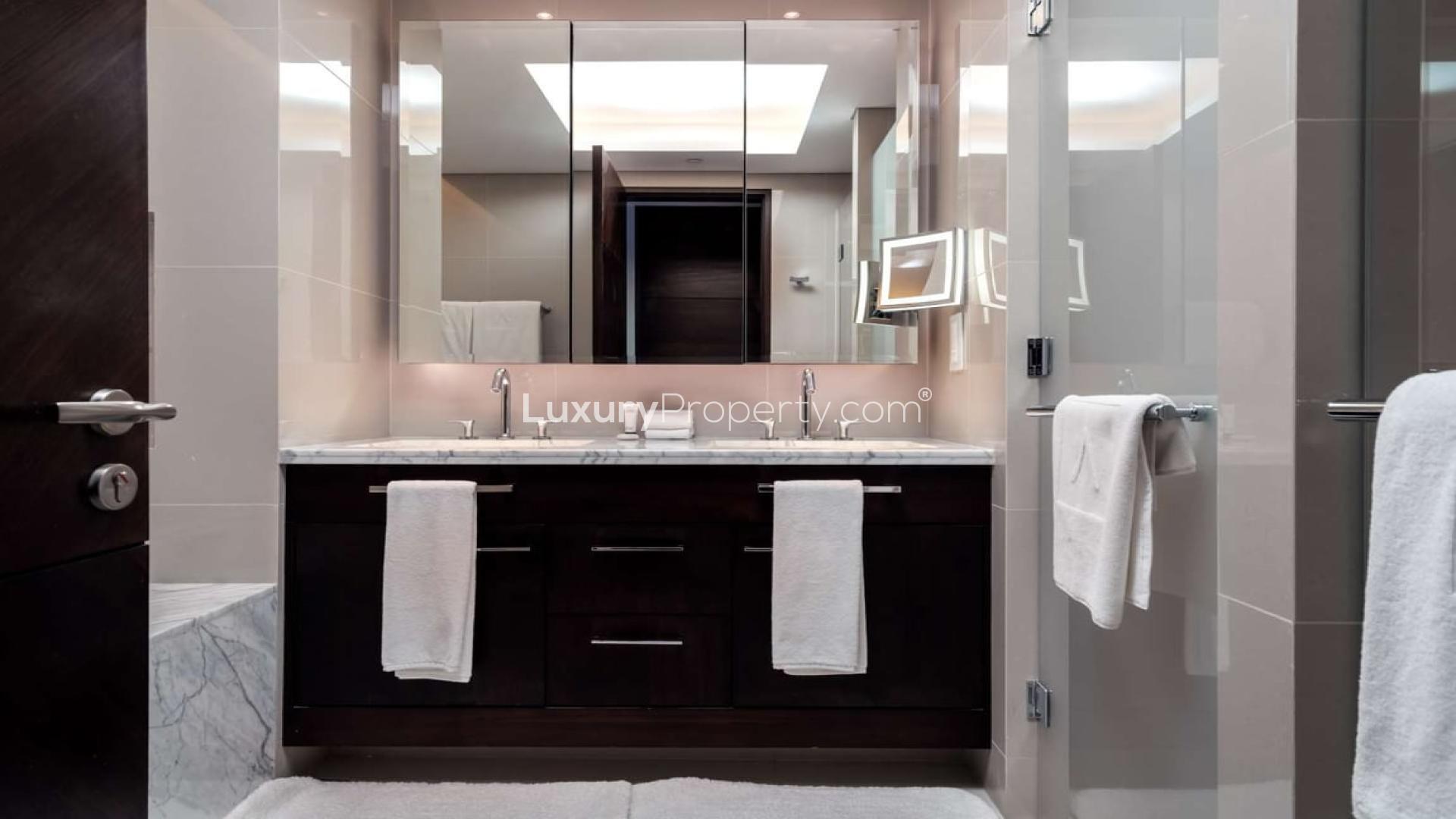 Luxurious living room in 2-bedroom apartment, Address Sky View, Downtown Dubai, with city view