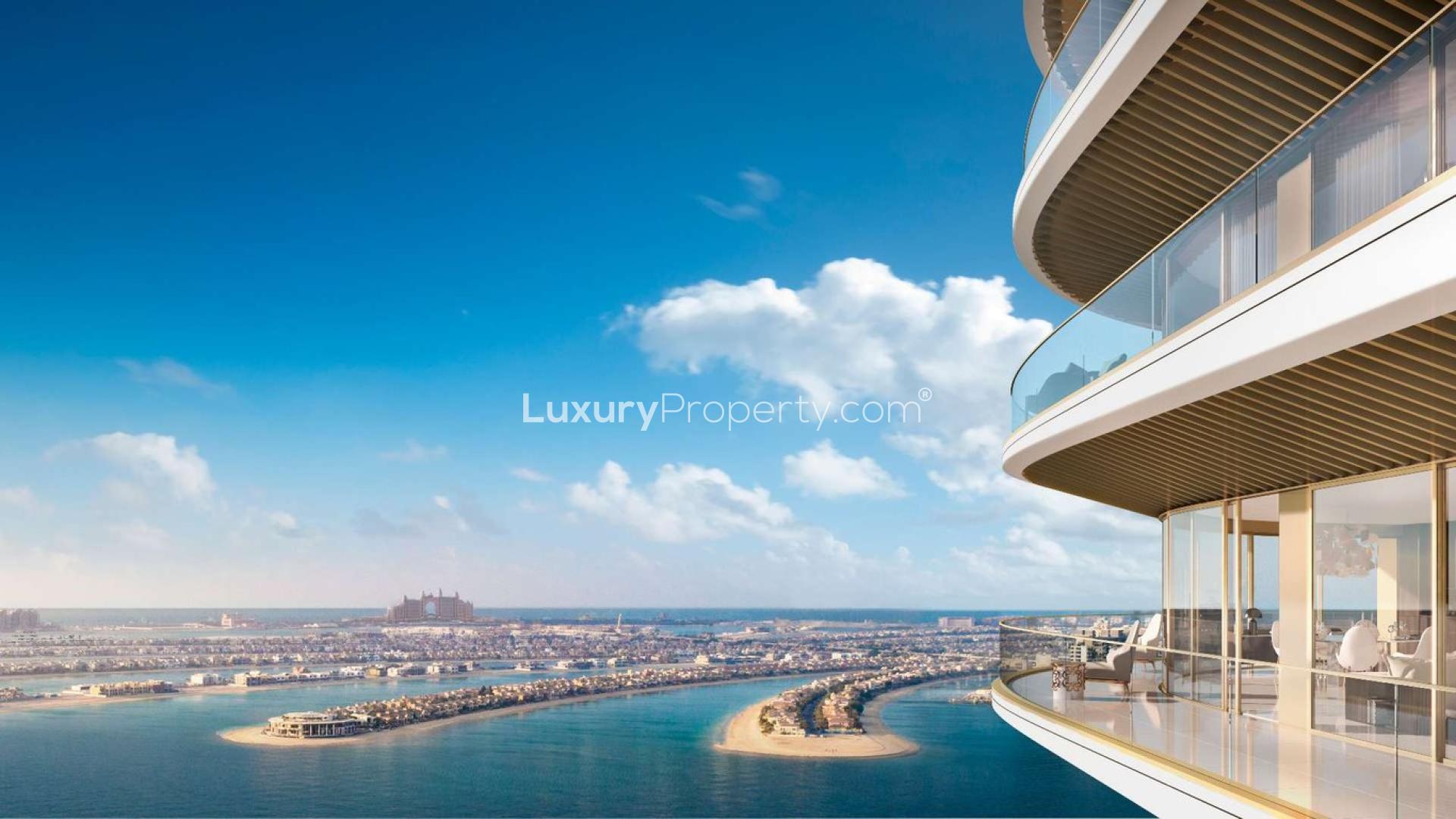 Stunning view from Elie Saab-branded residence balcony at Emaar Beachfront, Dubai Harbour