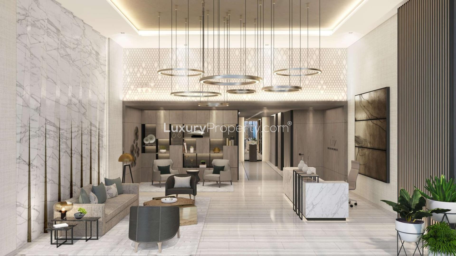 Modern kitchen and dining area in fully upgraded one-bedroom apartment at LIV Residence, Dubai Marina