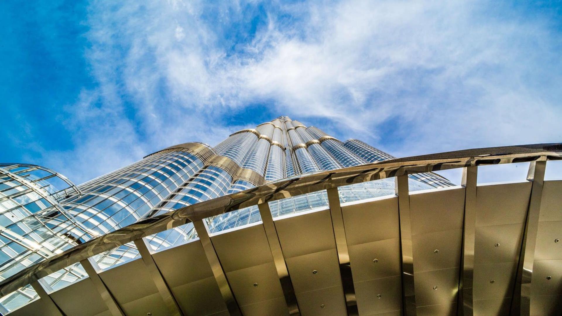 Luxury kitchen in high-floor Burj Khalifa apartment, Downtown Dubai, with modern appliances