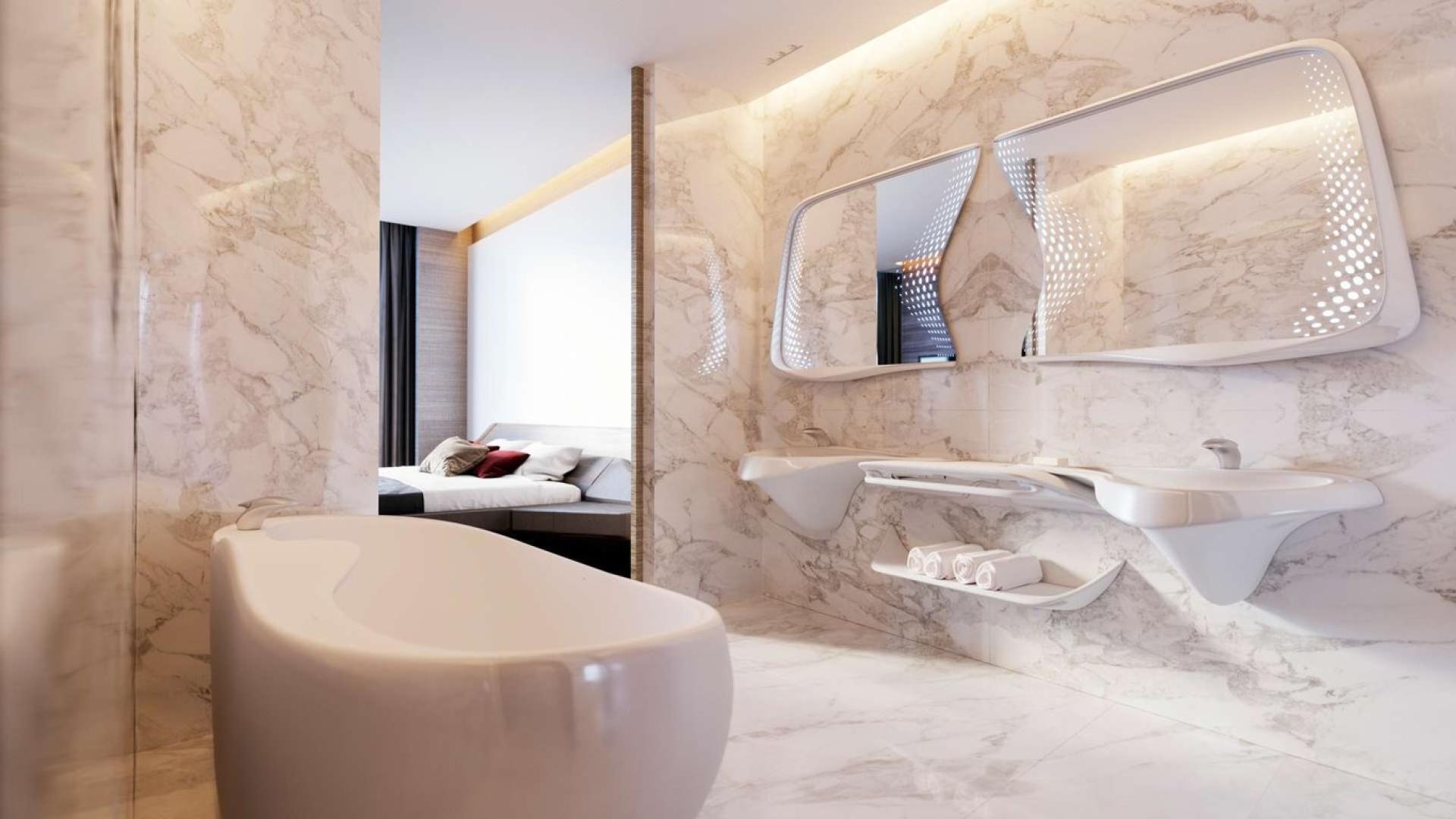 Modern living room in two-bedroom apartment, The Opus, Business Bay, Dubai