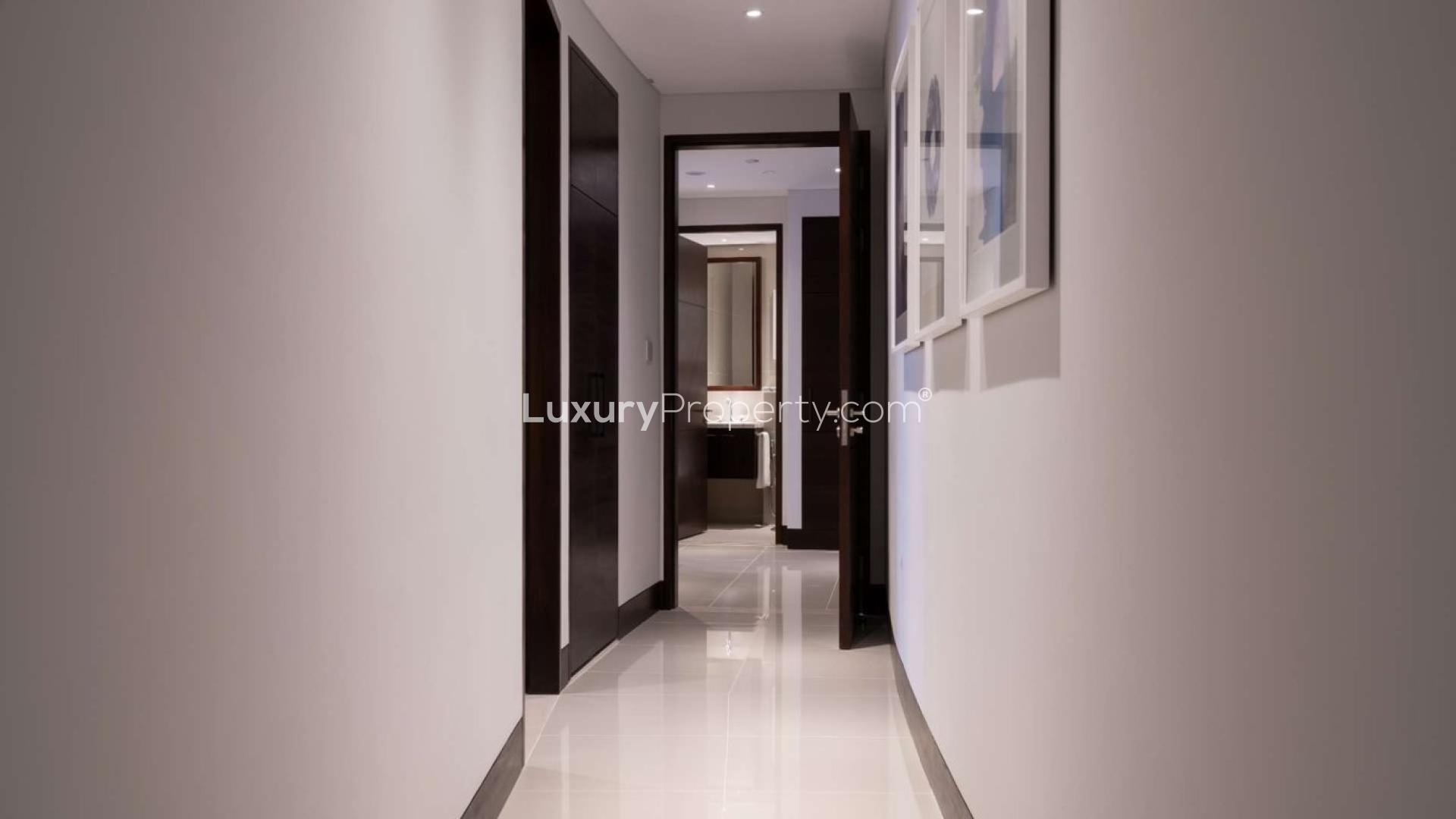 "Stunning Downtown Dubai skyline view from The Address Sky View Towers apartment for sale.",Hallway in two-bedroom apartment, The Address Sky View Towers, Downtown Dubai. LP09290