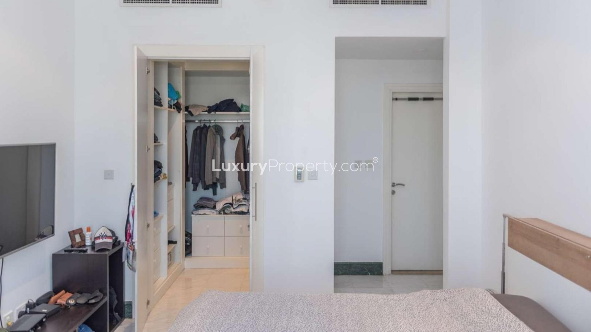 Spacious living room in upgraded 2-bedroom apartment, Madison Residency, Barsha Heights