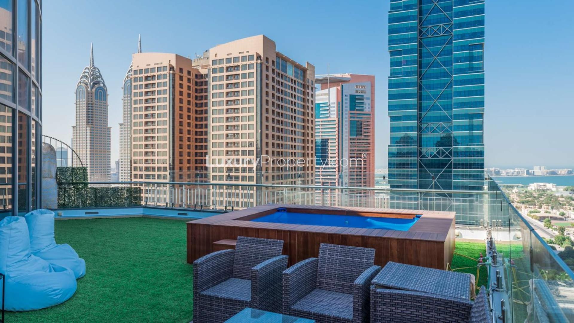 Rooftop view from upgraded 2-bedroom apartment in Madison Residency, Barsha Heights, Tecom