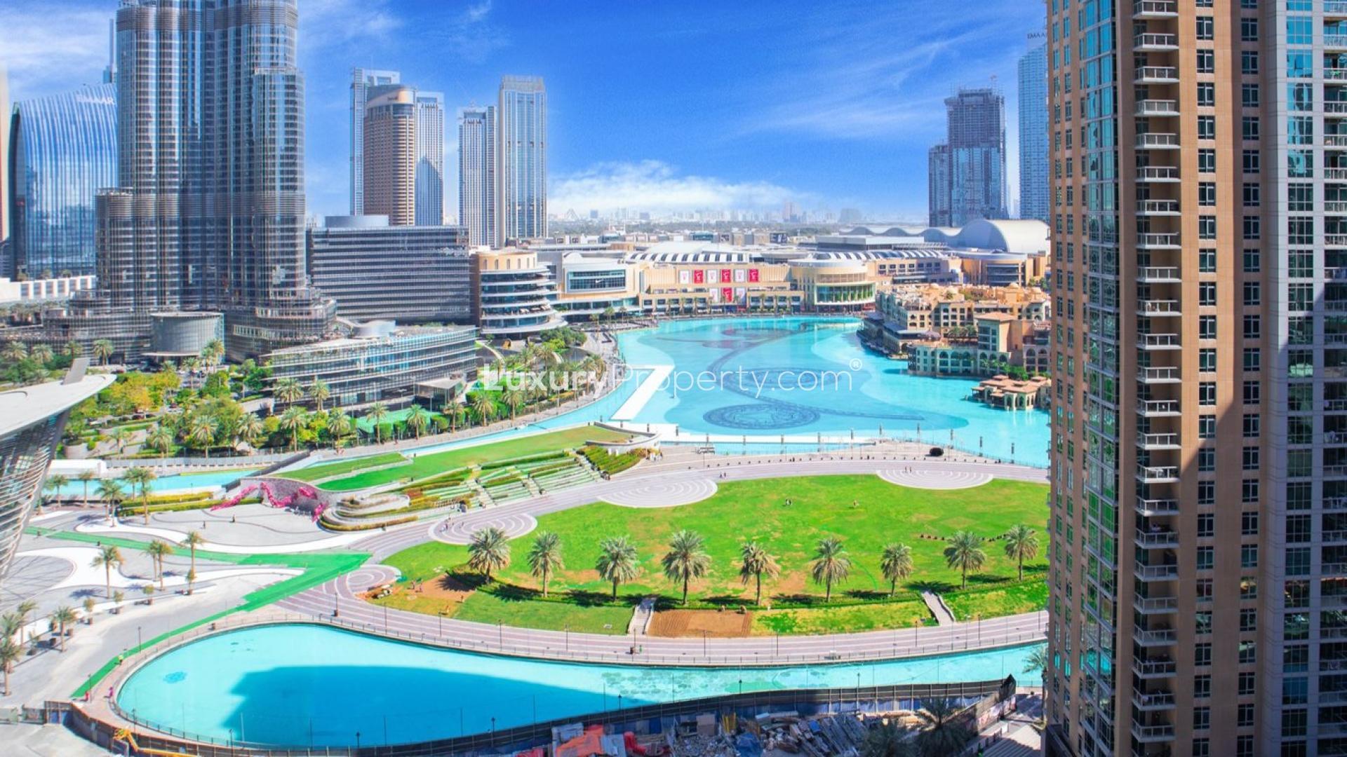 View of Burj Khalifa and Dubai Fountain from Downtown apartment balcony, Burj Khalifa Area