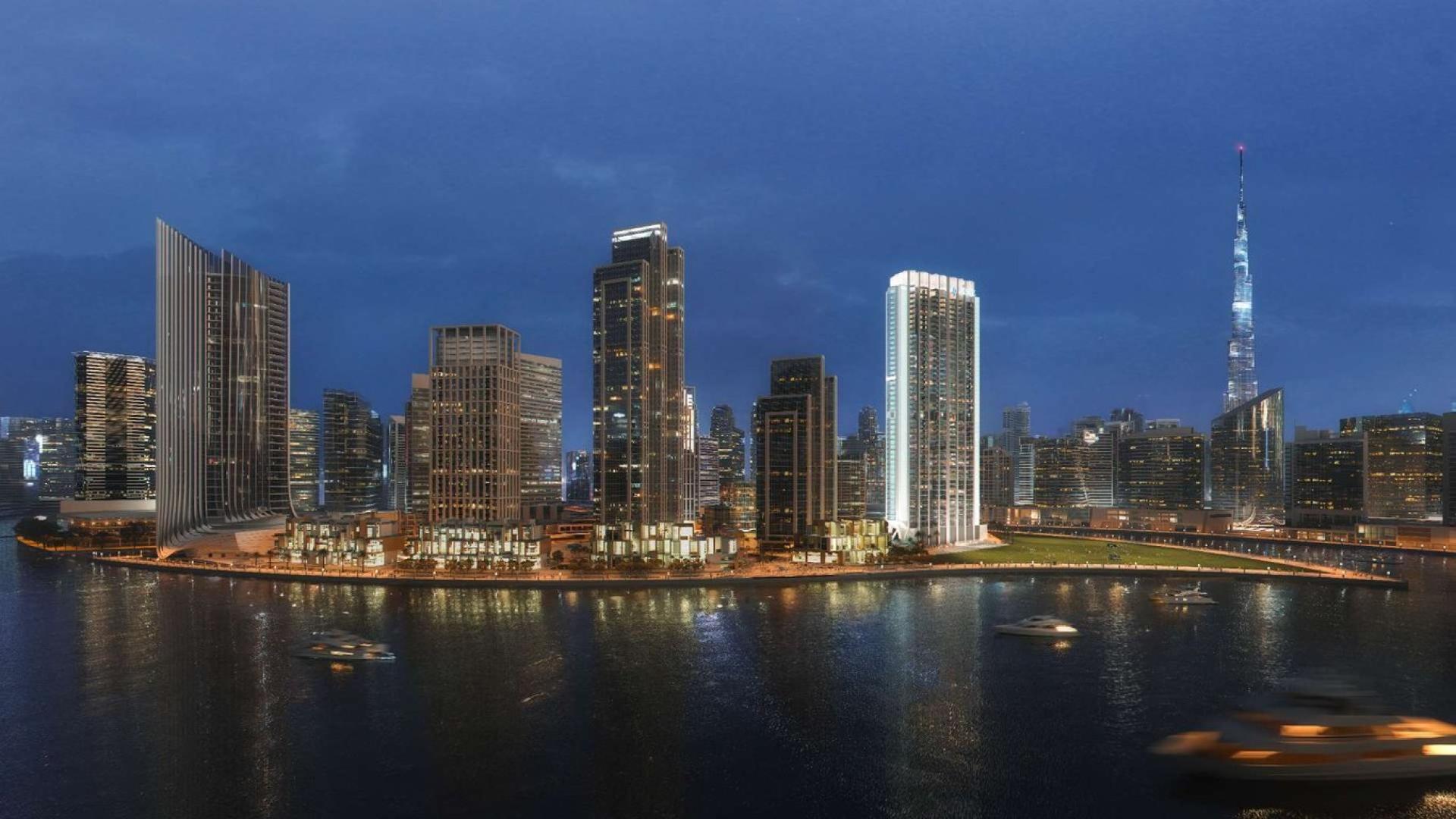 Hallway view of high-end studio apartments in Peninsula Three, Business Bay, for sale