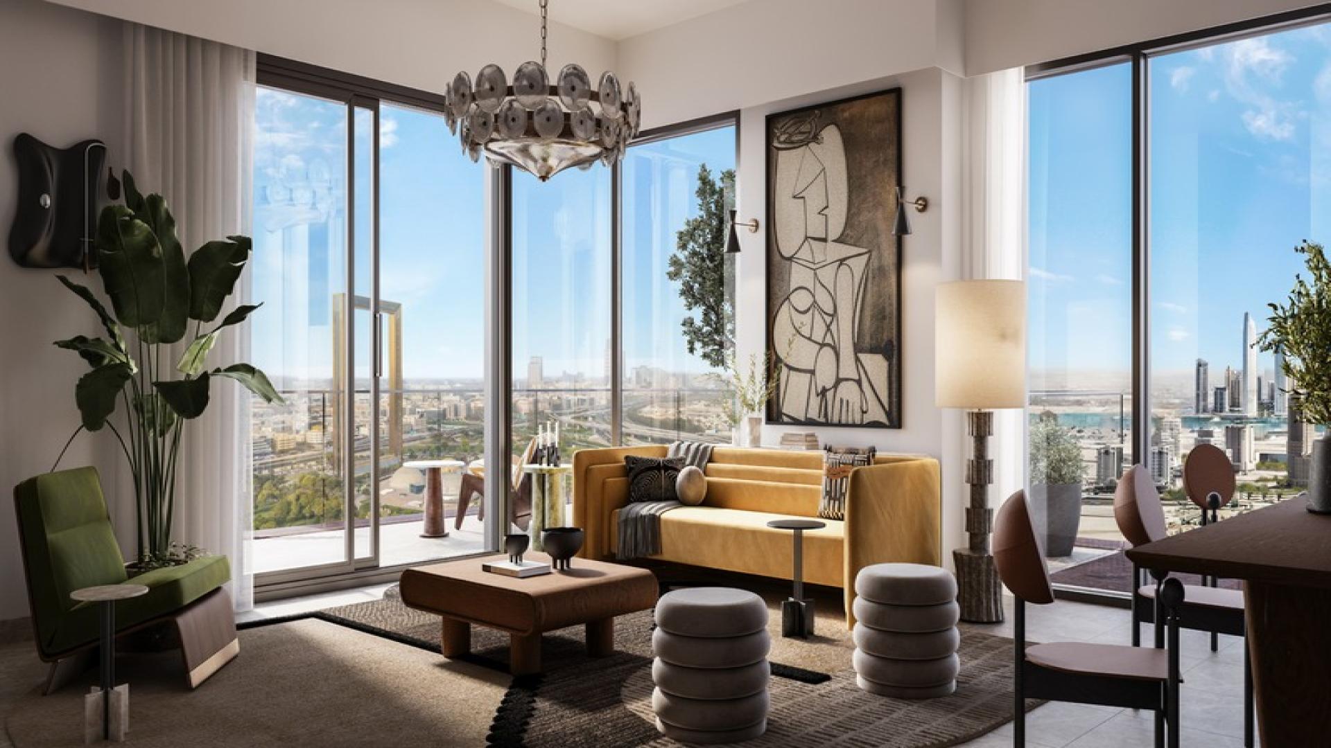 High-floor apartment with rooftop pool in Zabeel 1, stunning city views at sunset