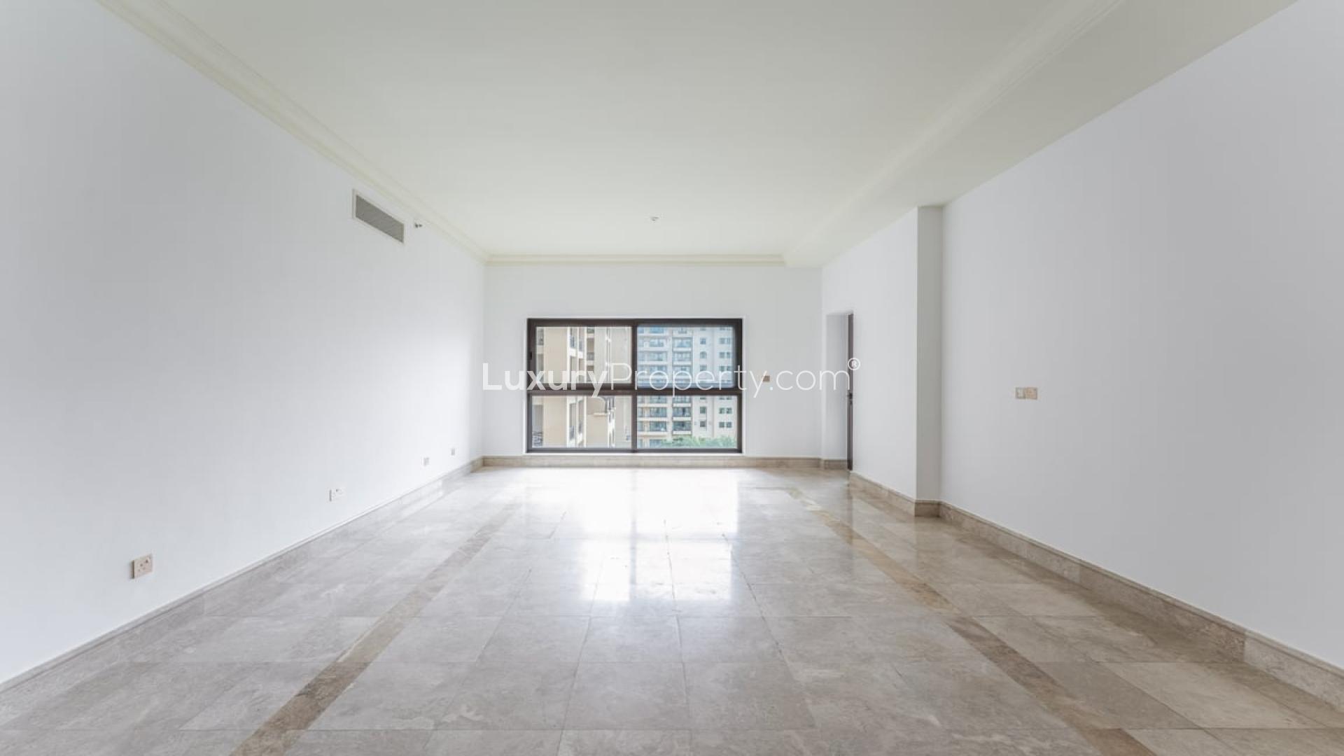 Spacious living room in 2-bedroom apartment at The Fairmont Palm Residences, Palm Jumeirah