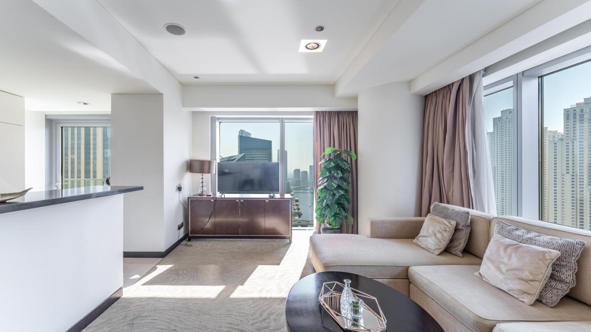 Luxury 2-bedroom apartment living room with marina view at The Address Dubai Marina