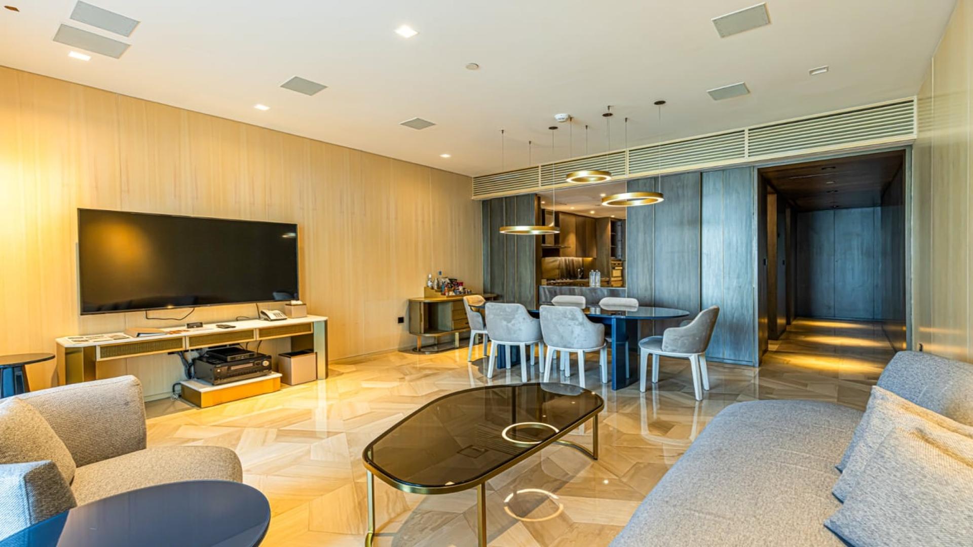 Luxury living room in FIVE Palm Jumeirah apartment, featuring sea views and modern furnishings