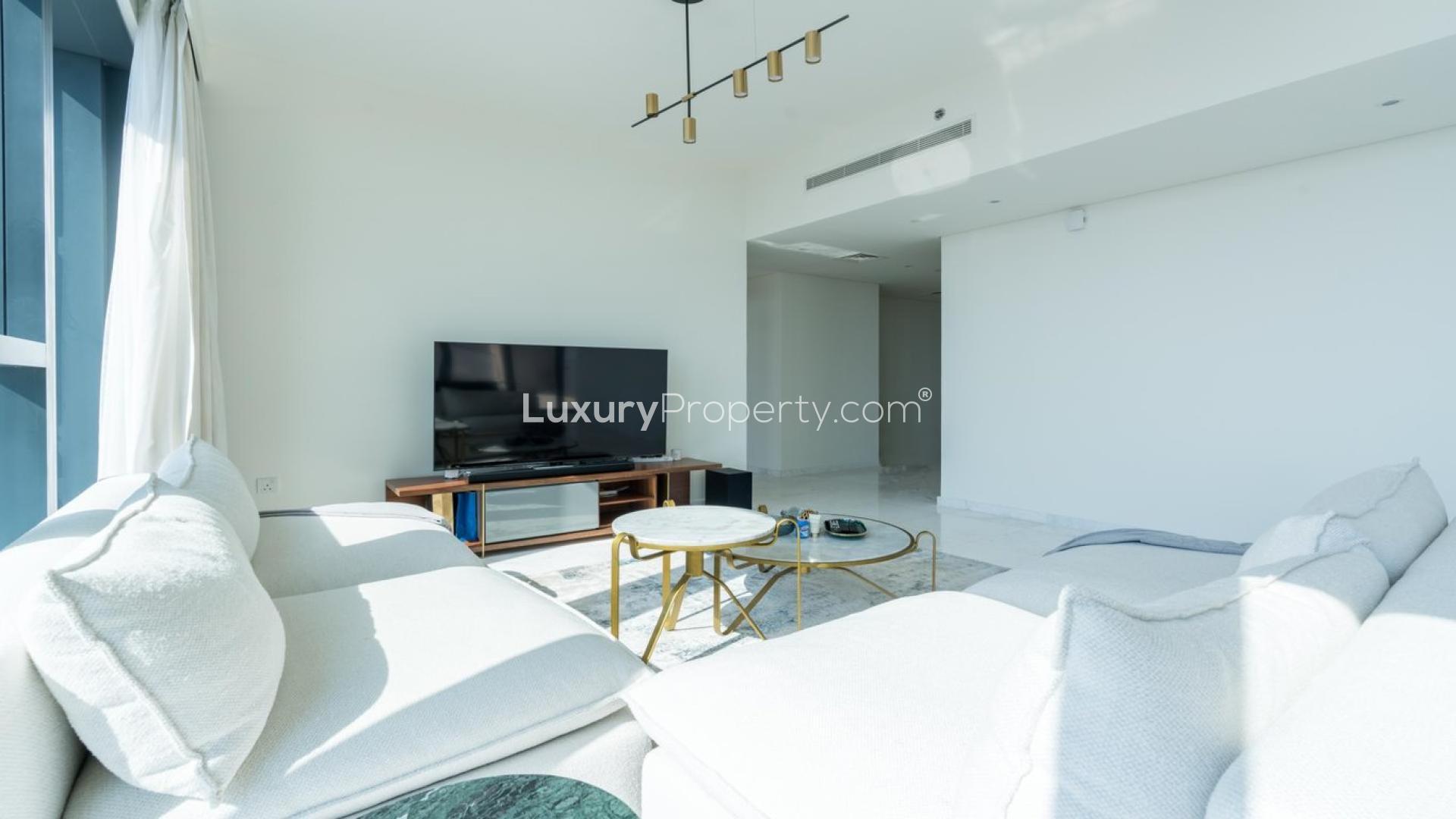 Furnished dining area with city view in BLVD Heights penthouse, Downtown Dubai