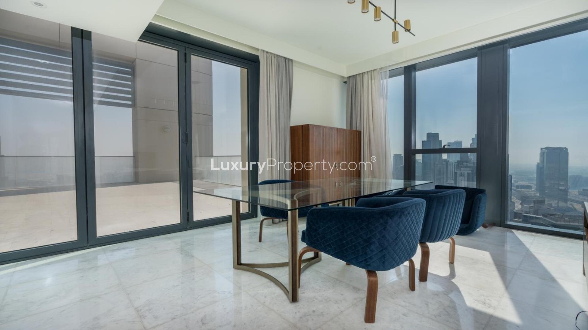 Furnished living area in 2-bedroom penthouse, BLVD Heights, Downtown Dubai, with city views
