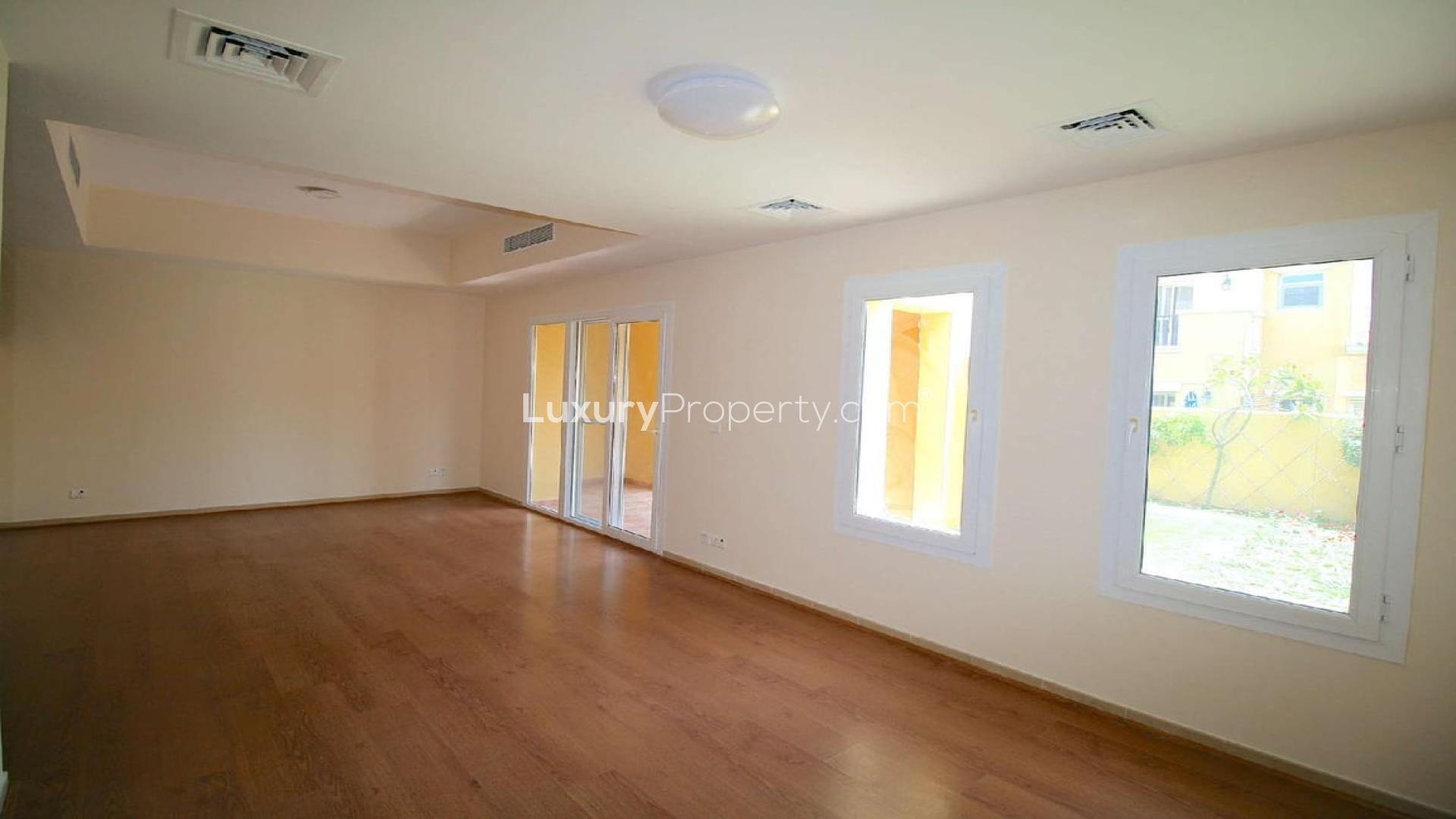 Beautifully upgraded 2-bedroom townhouse exterior with garden in Palmera, Arabian Ranches