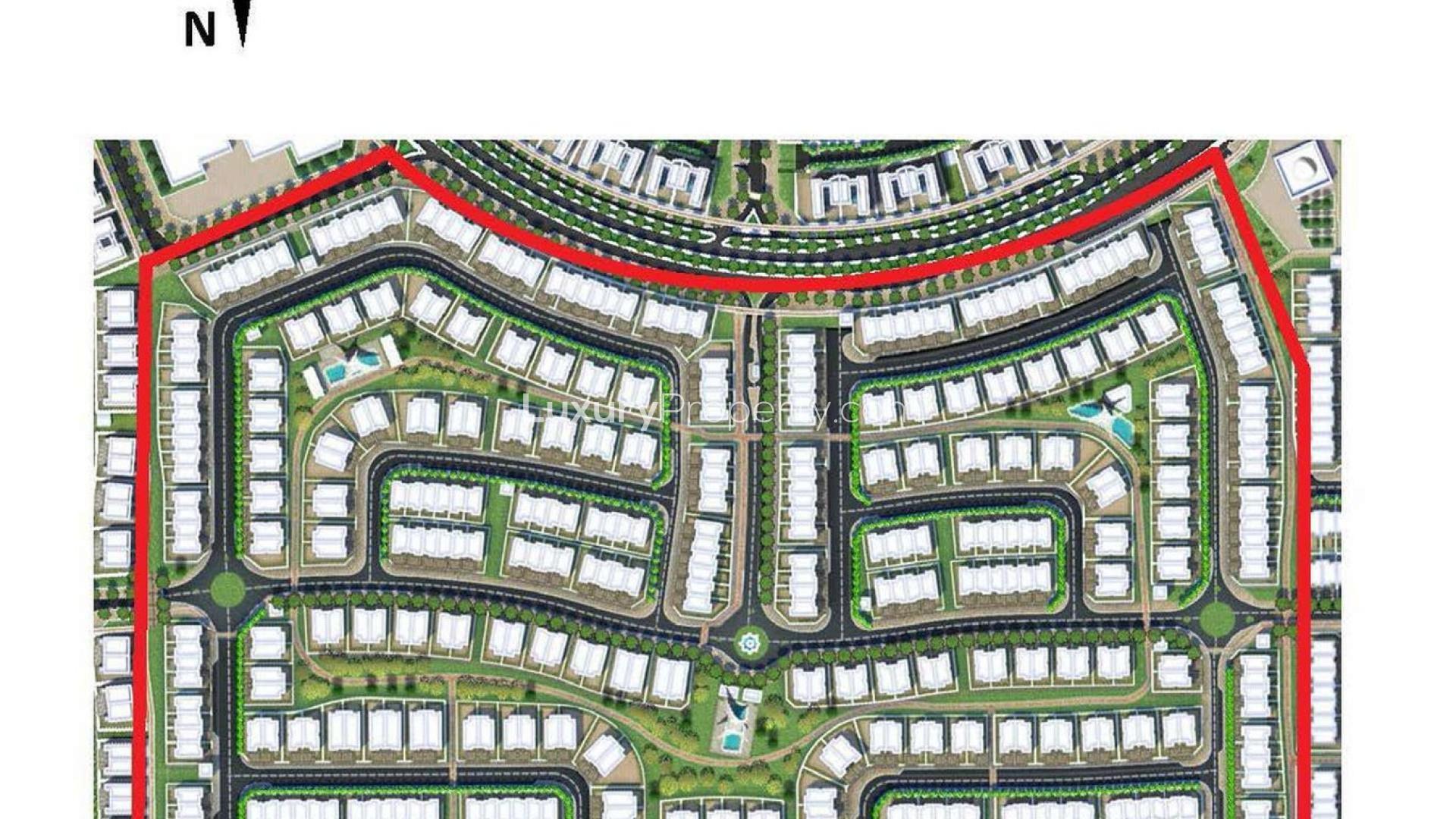 Modern kitchen and living area in two-bedroom townhouse, Arabella II, Mudon, for sale