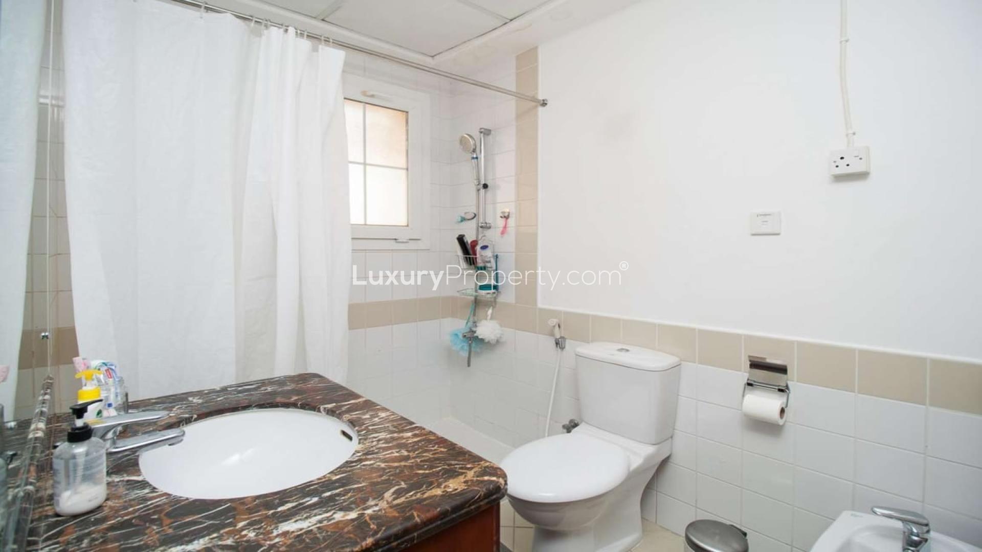 End unit villa exterior with carport in Al Reem 2, Arabian Ranches for rent