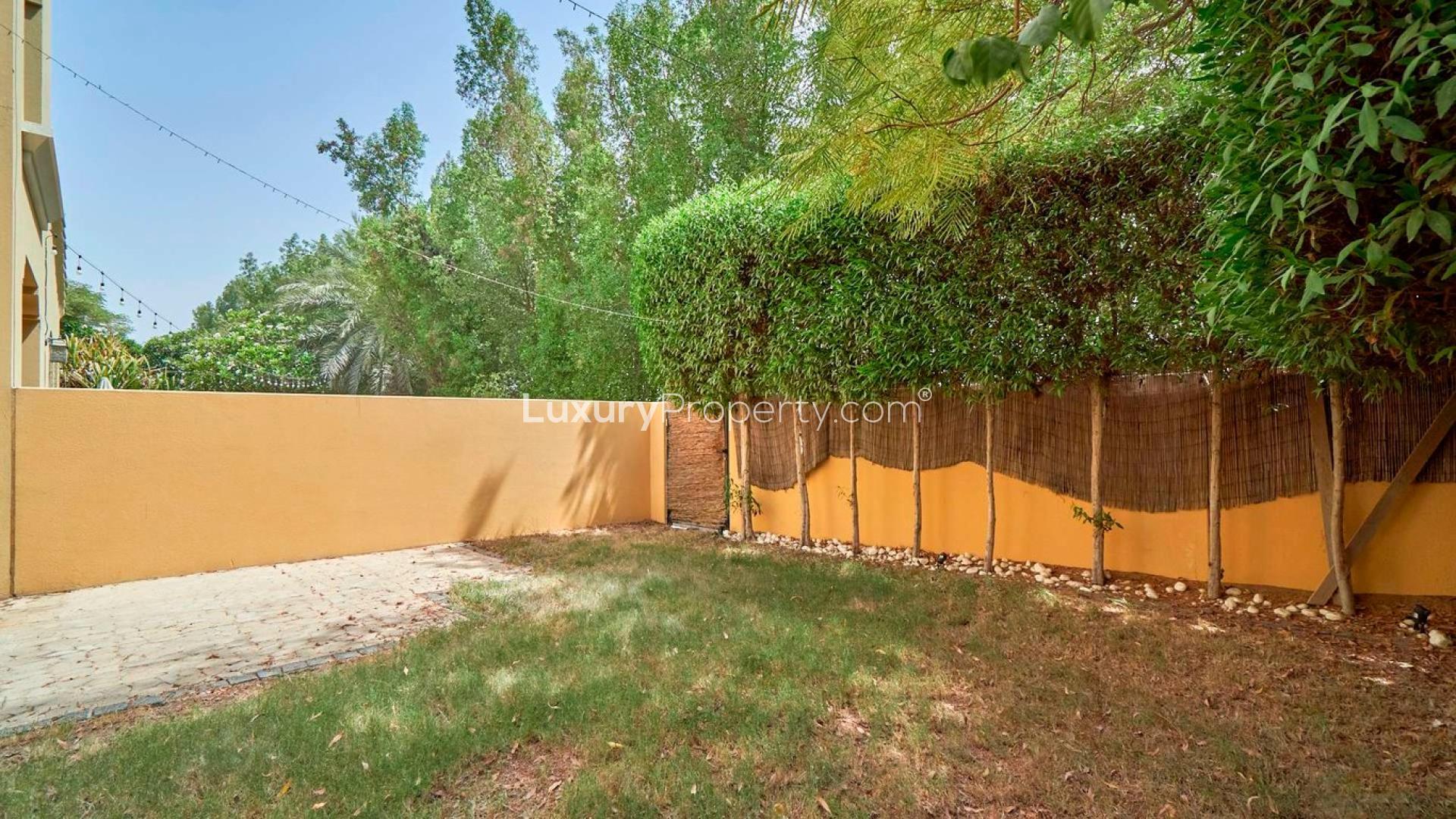 Backyard of upgraded Type C villa for rent in Palmera 4, Arabian Ranches