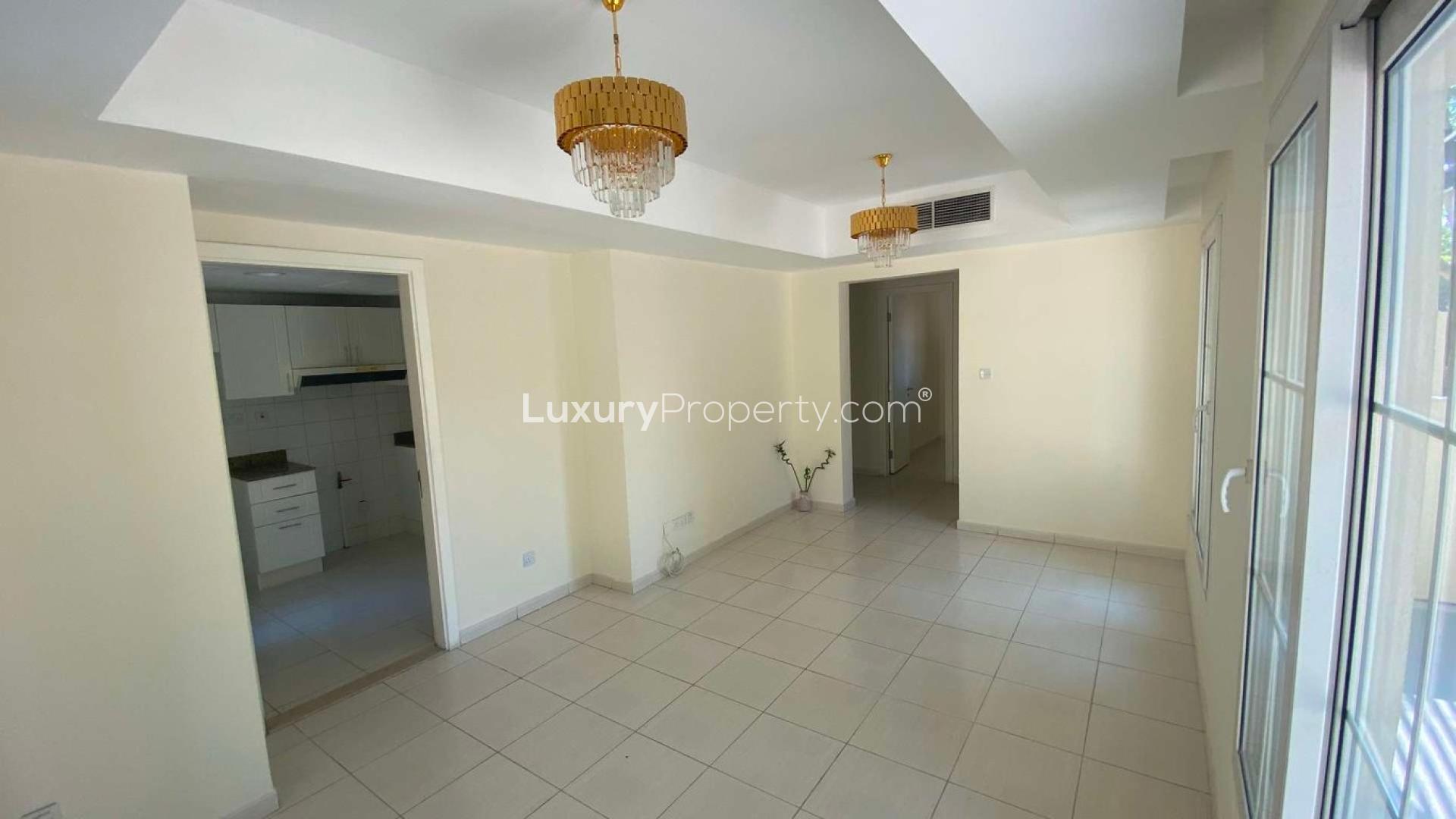 Modern 2-bedroom villa exterior with garden in Springs 3, Dubai for rent
