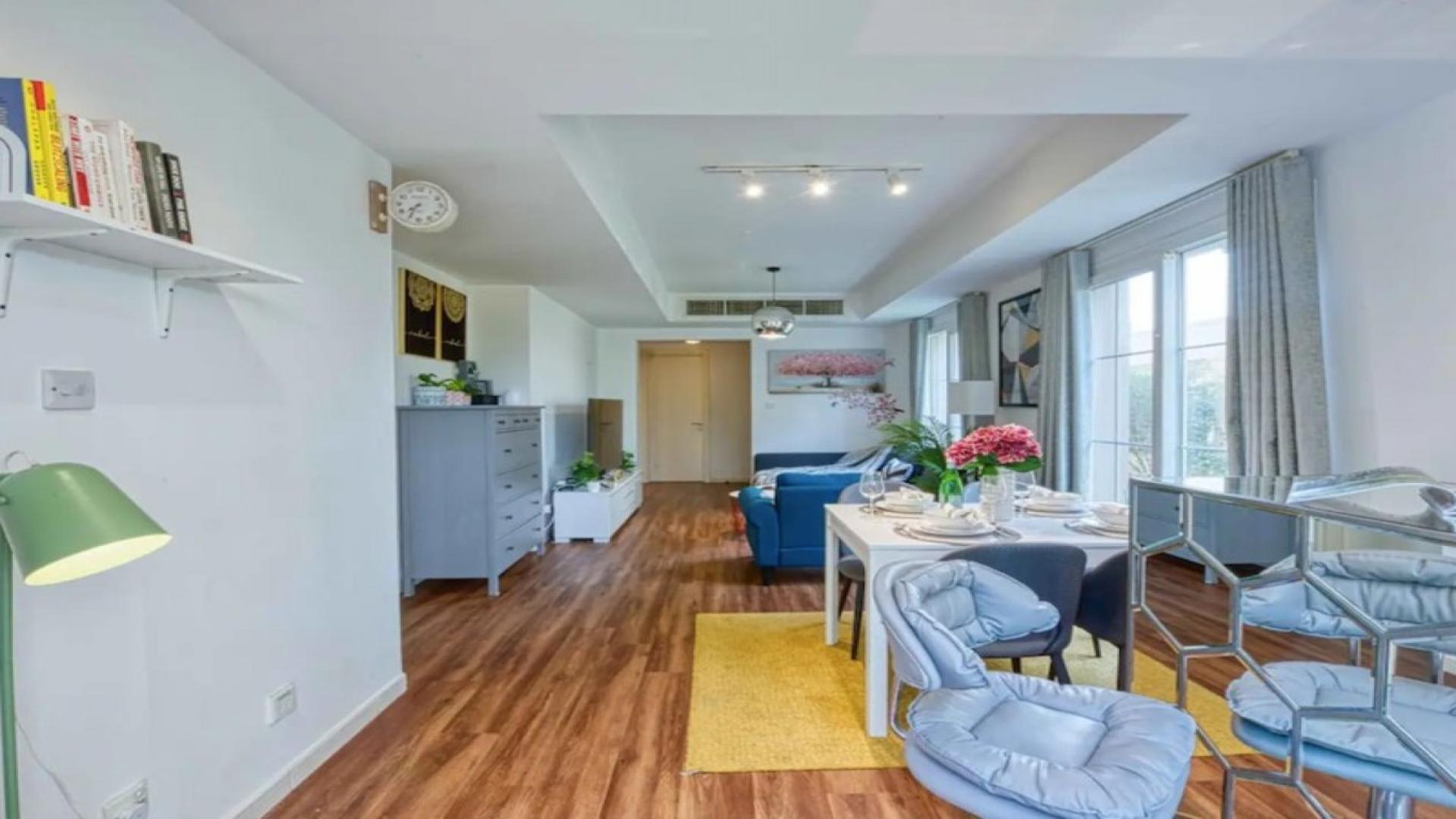 Dining area with garden view in 2-bedroom villa, Springs 11, available for rent