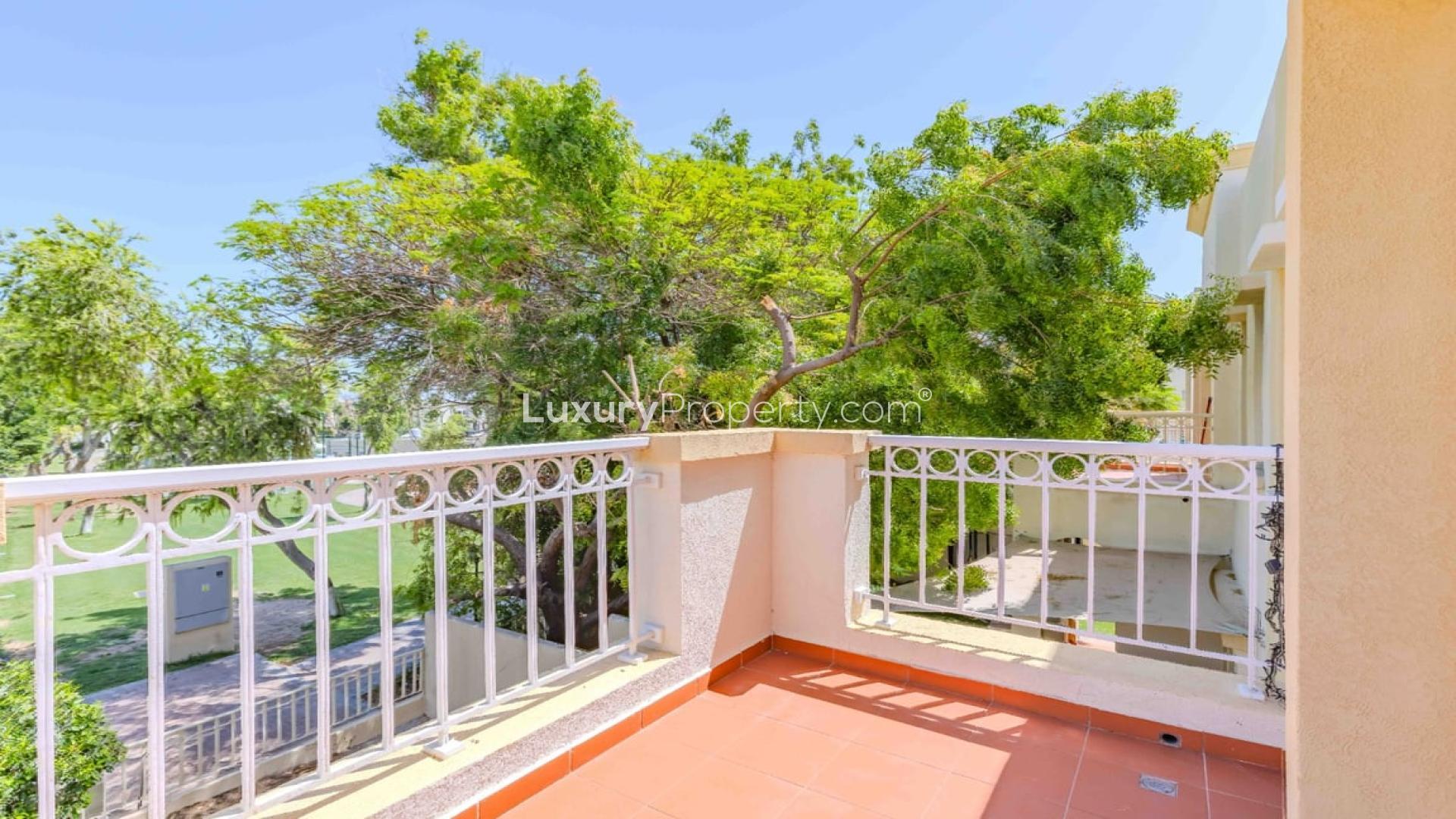 Bright living room in 2-bedroom villa for rent, The Springs, Dubai, with park view