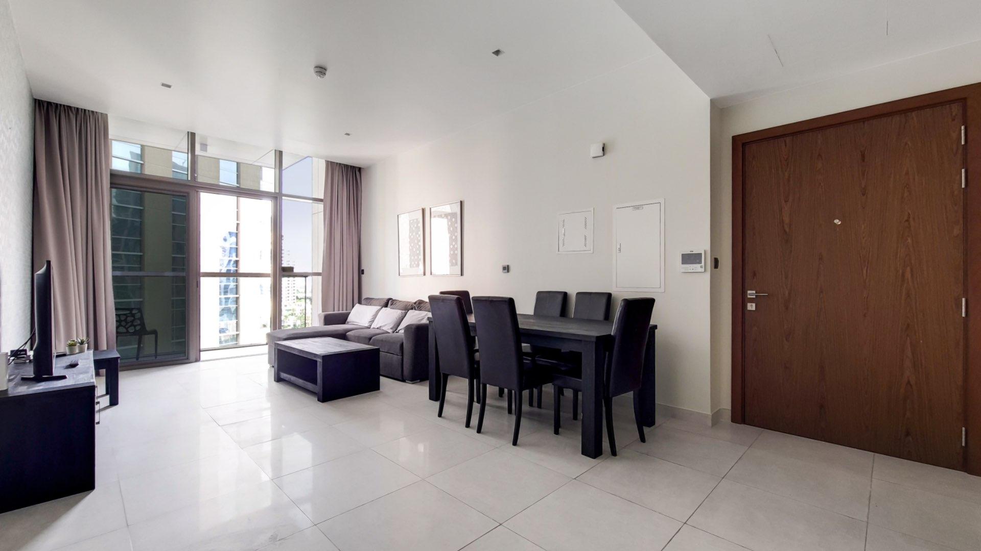 Balcony view of Dubai Marina from furnished 2-bedroom apartment in Marina View community