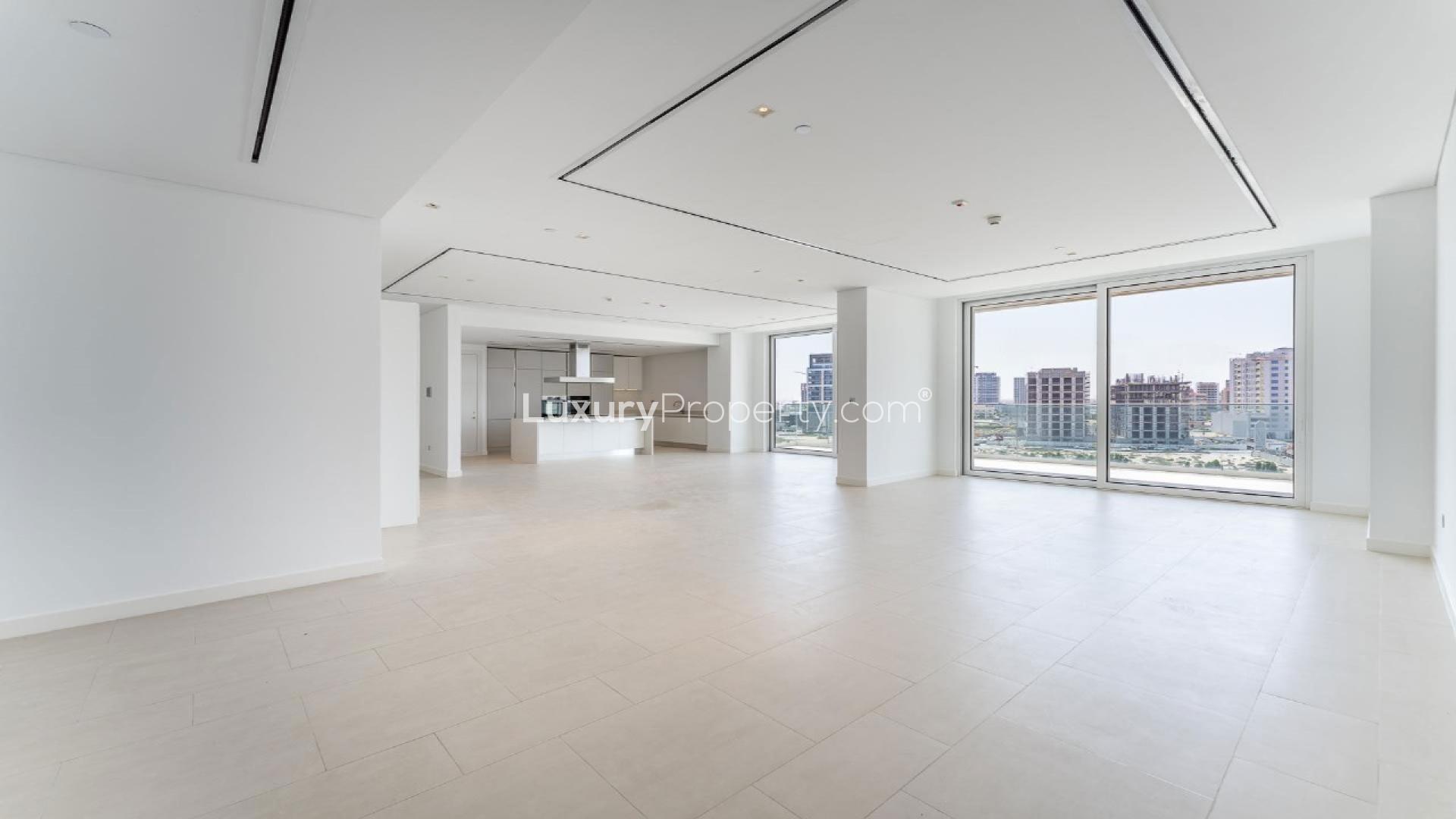 Modern kitchen in 2-bedroom apartment, Seventh Heaven, Al Barari, available for rent