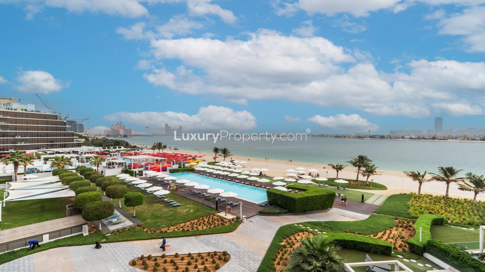 Modern living room in Palm Jumeirah apartment with sea view at The 8, LP47289