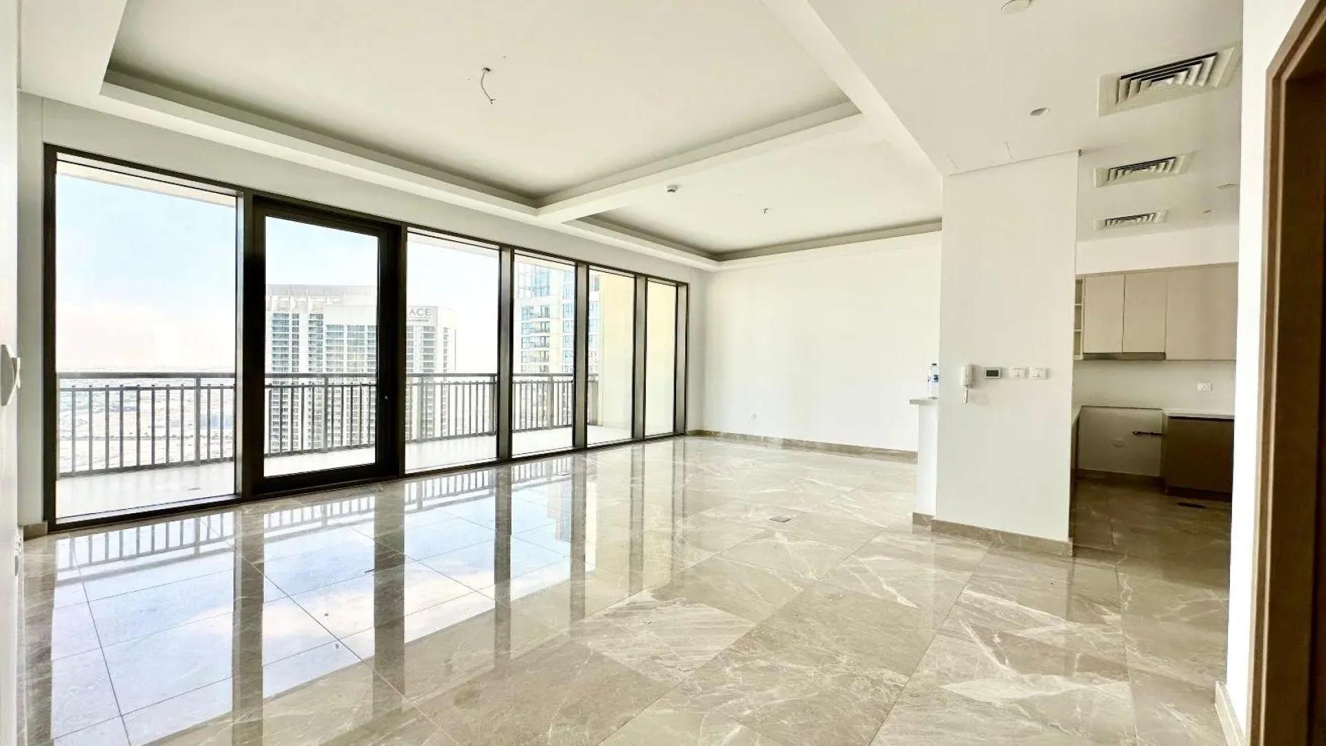 Penthouse living room with large windows, Dubai Creek Harbour, Creekside 18 B apartment