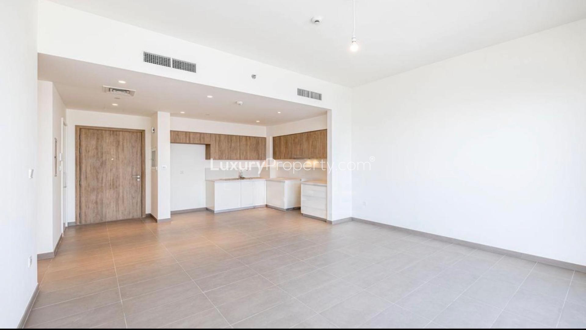 Empty bedroom with large window in Park Ridge Tower C, Dubai Hills Estate apartment