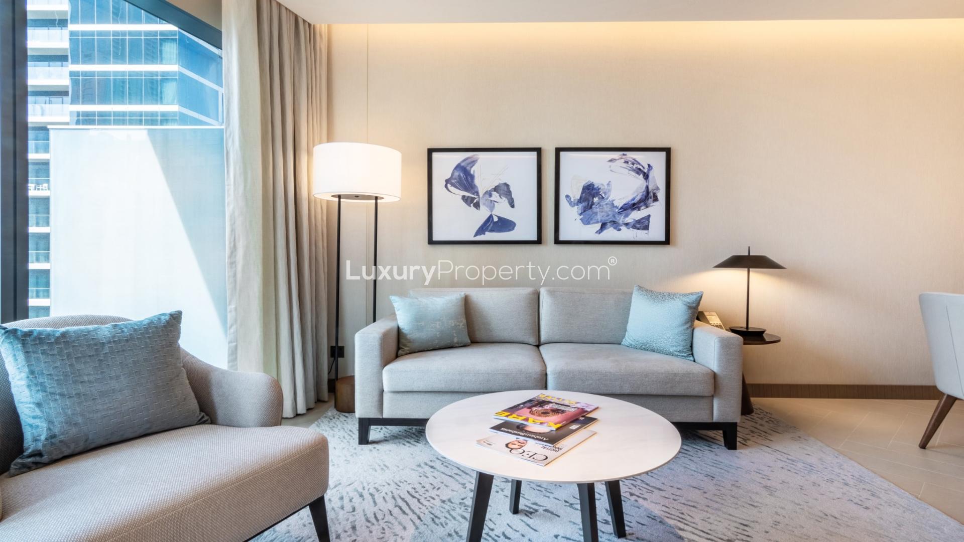 Luxurious living room in The Address Residences Dubai Opera Tower 1 apartment for rent