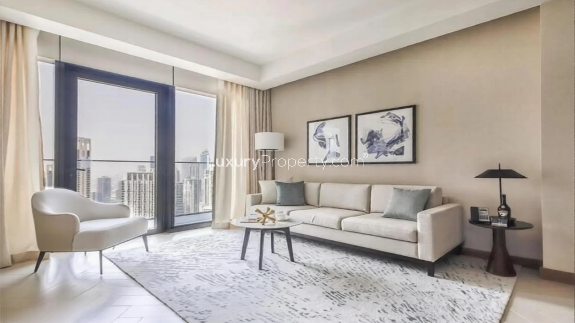 Modern living and dining area in Downtown Dubai apartment, Address Residences Dubai Opera Tower 1