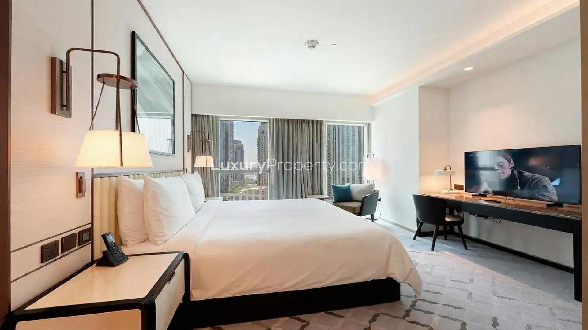 Furnished living room in 2-bedroom apartment, Address Harbour Point Tower 1, Dubai Creek Harbour