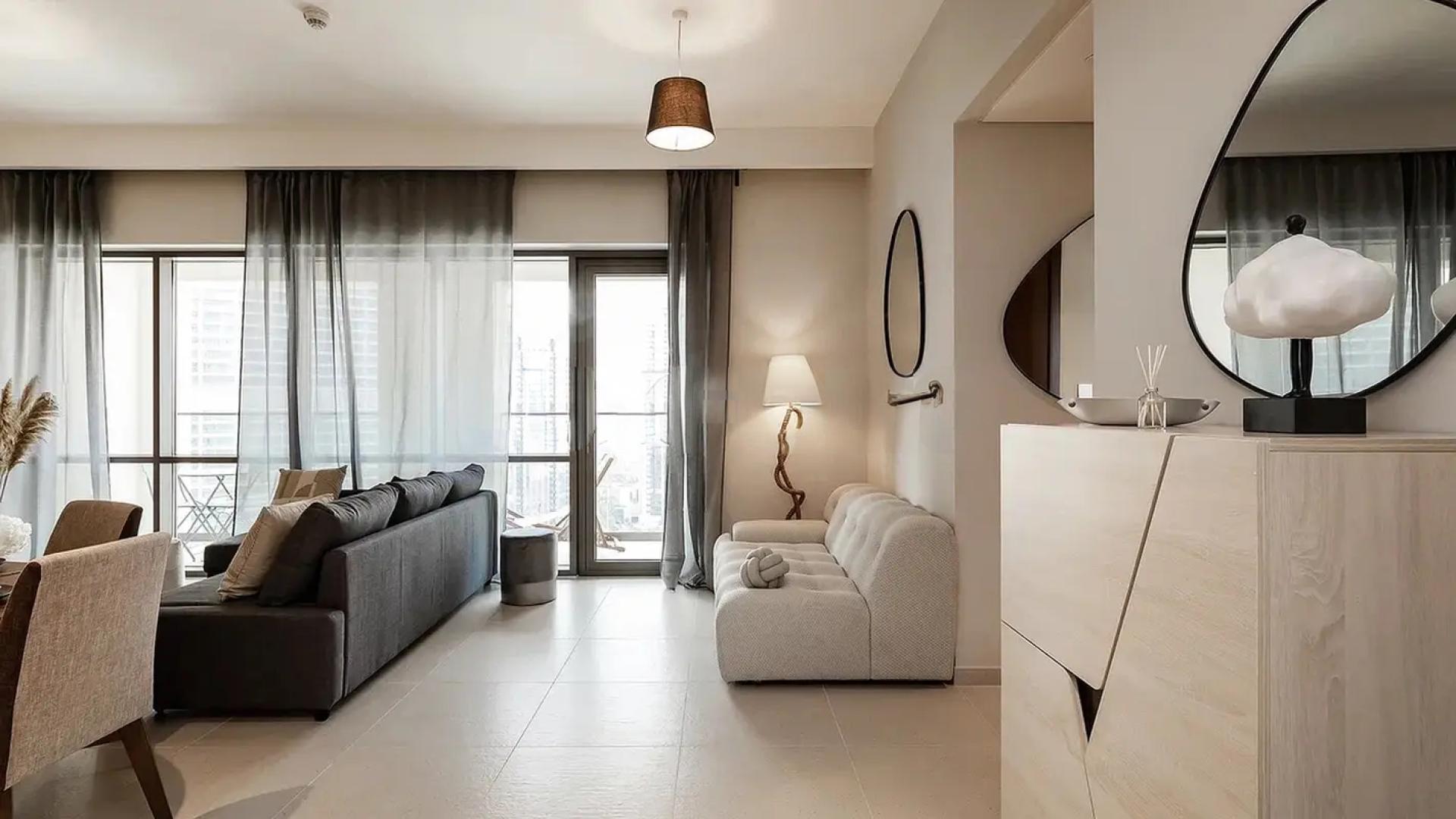 Mid-floor apartment with premium furniture, Dubai Creek Beach, Vida Creek Harbour, spacious living area